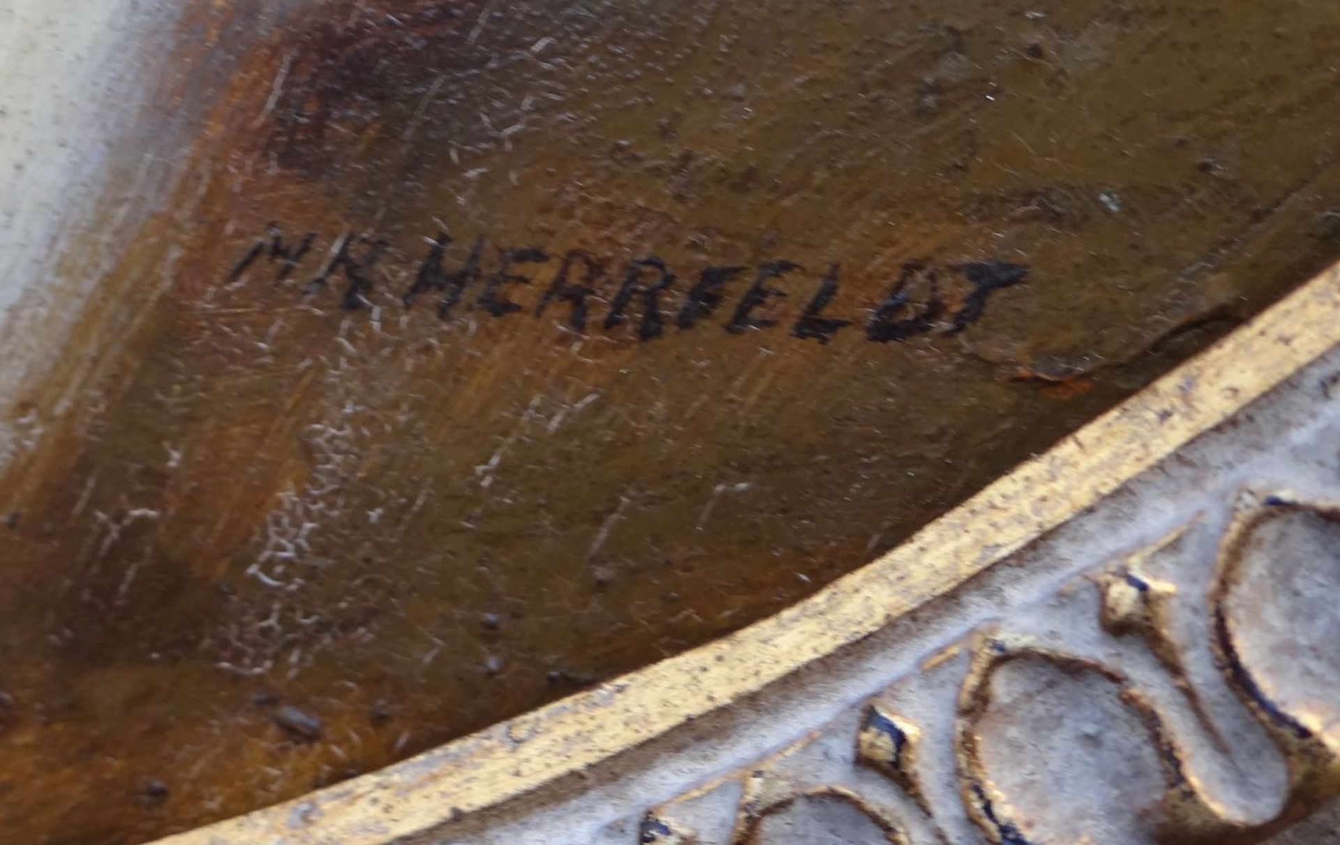 Marcel René HERRFELDT (1889-1965) "Halbakt" Öl/Platte, Motiv 29x21 cm, ovale gerahmt, RG 39x30 - Bild 7 aus 9