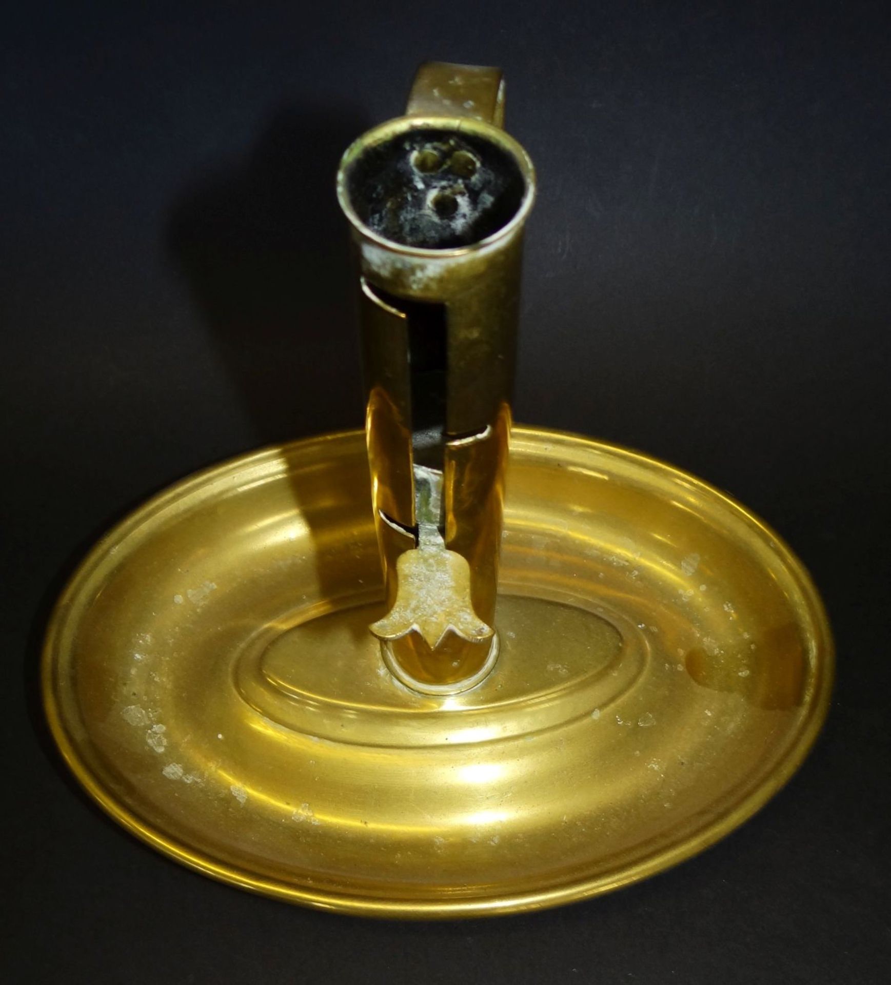 Schiede-Leuchter mit ovaler Schale, Messing, H-16 cm, 20x14 cm - Bild 2 aus 5