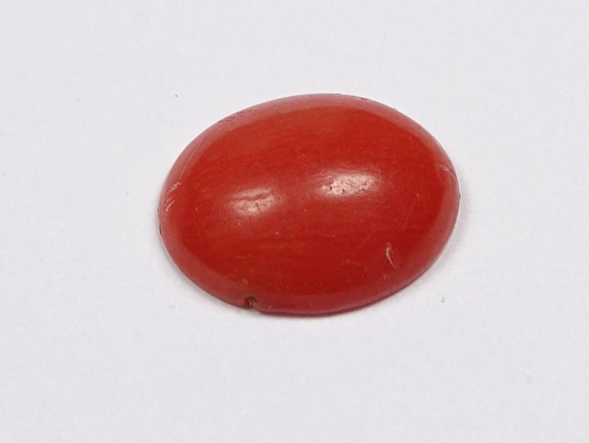 Koralle, 2,83 ct, ovaler Cabochon, orang-rot, 11,5 x 9 x 3 mm - Bild 2 aus 3