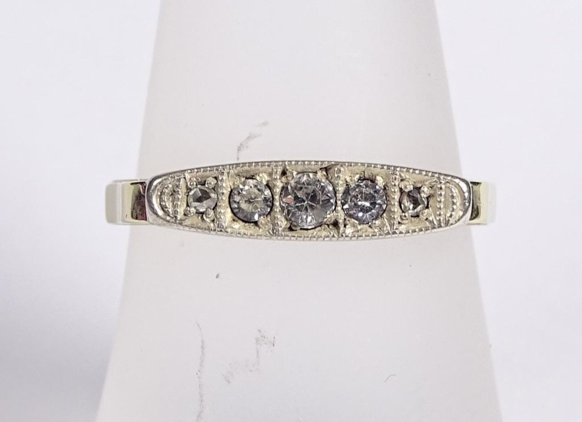 585er GG Ring mit Diamanten, 2,56gr, RG 55/56