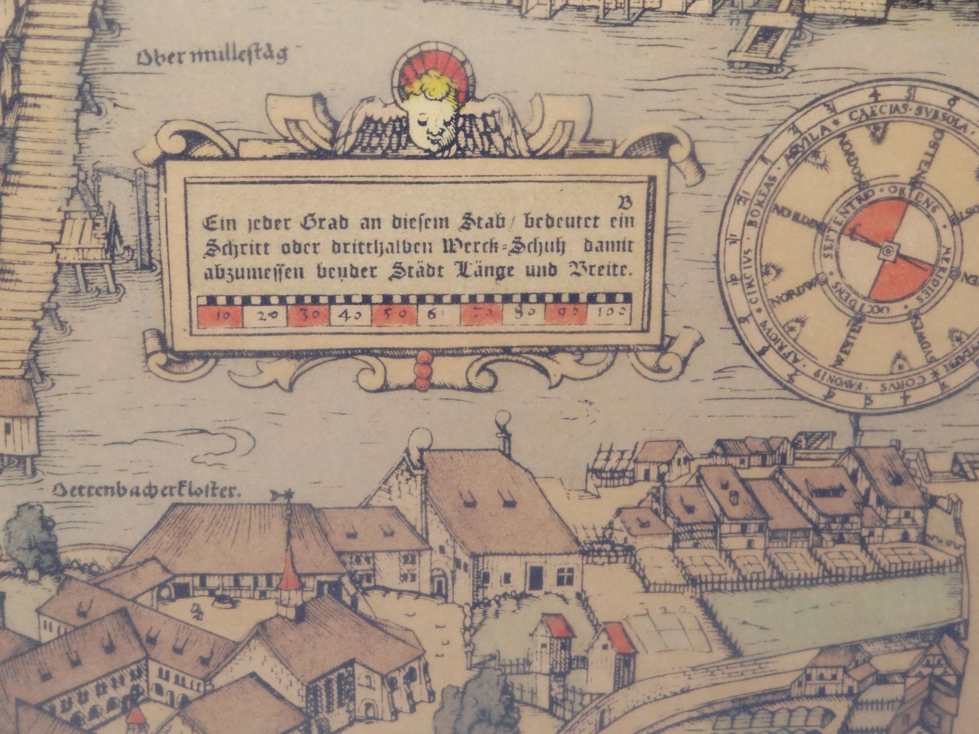 grosse Karte der Stadt Zürich im Jahre 1626, gedruckt 1918 und coloriert von W.Steifel, 1972, ger/ - Bild 7 aus 10