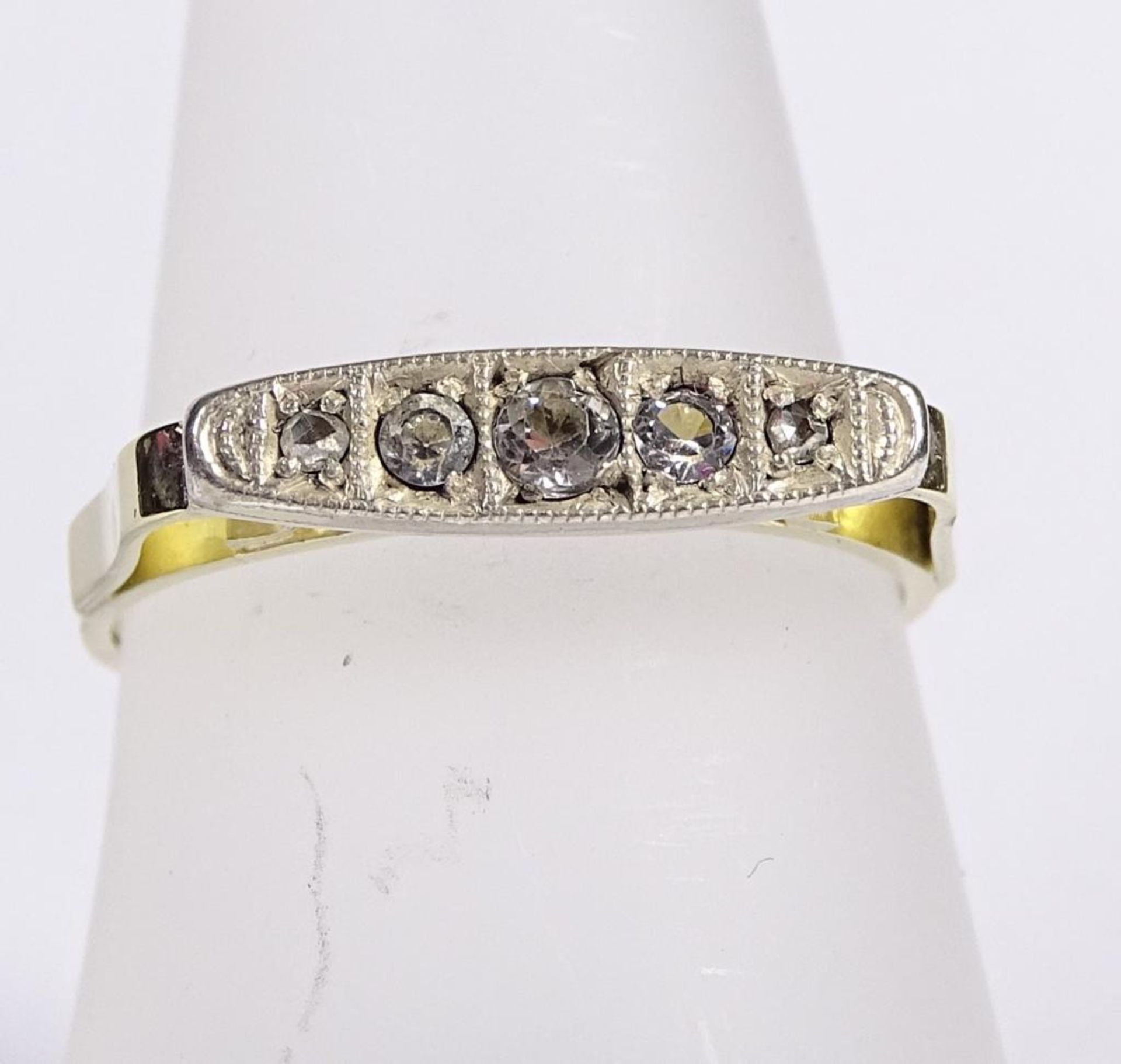 585er GG Ring mit Diamanten, 2,56gr, RG 55/56 - Bild 2 aus 4