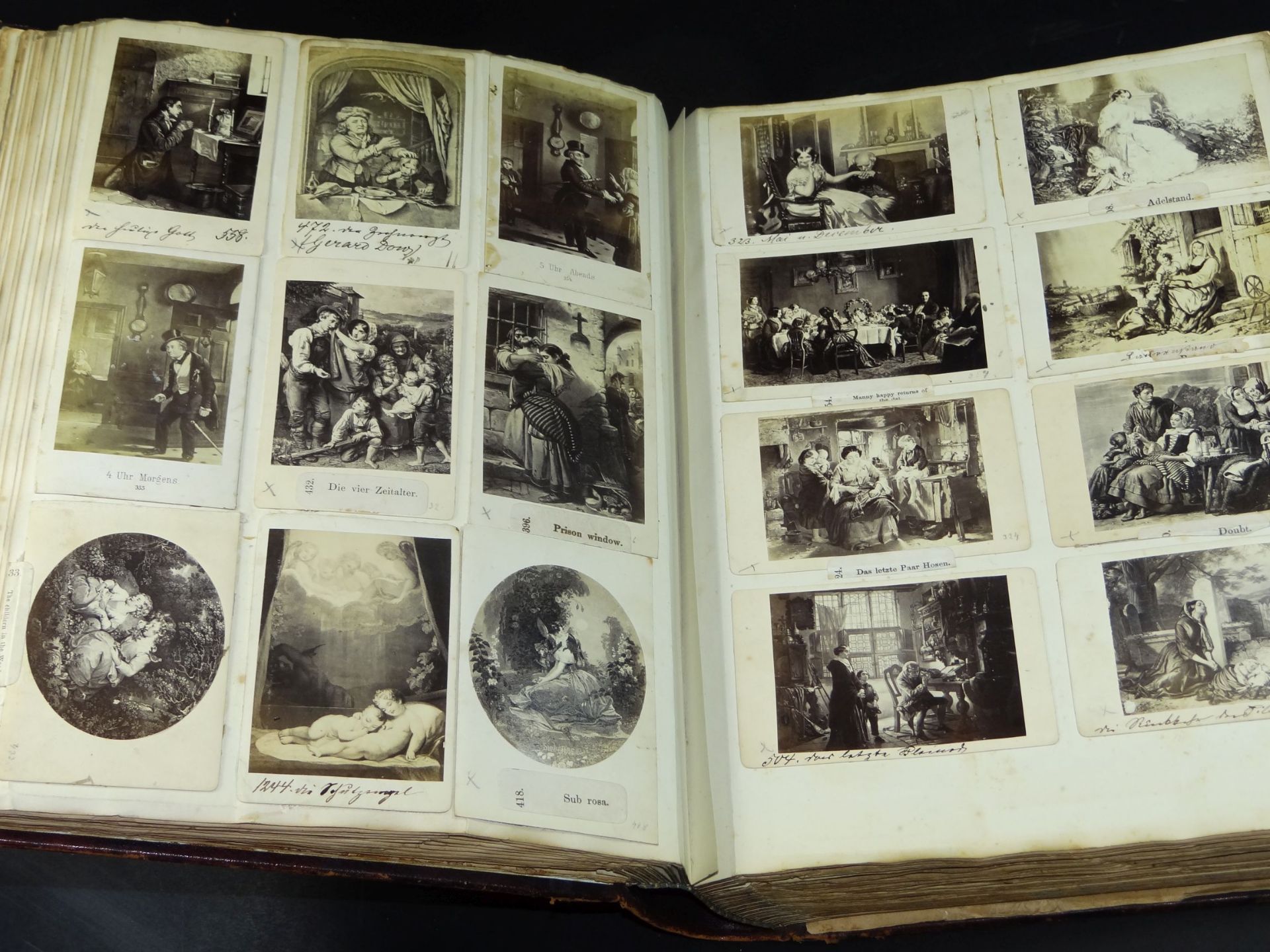 2x grosse Bücher voller Sammelbildchen um 1870, wohl Stahlstiche, ca. 850 Stück, eingeklebt und - Bild 8 aus 10