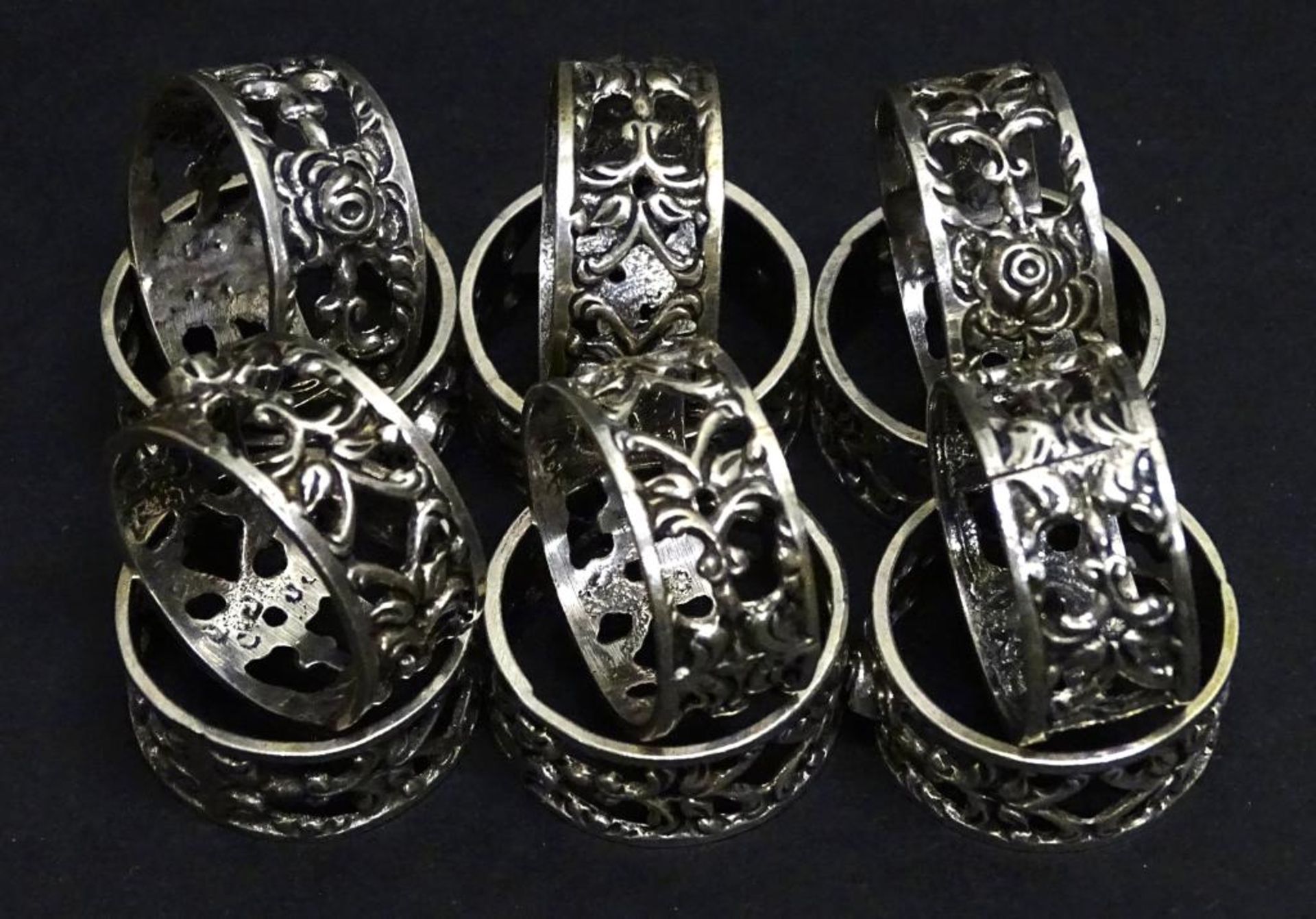 12x Servietten Ringe,alle Silber (gepr.),zus.45,5gr. - Bild 2 aus 3