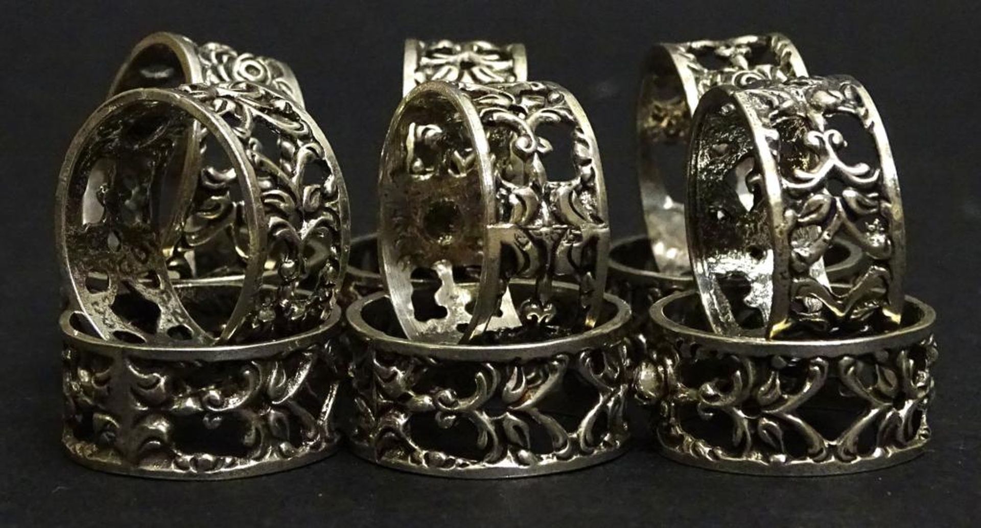 12x Servietten Ringe,alle Silber (gepr.),zus.45,5gr. - Bild 3 aus 3