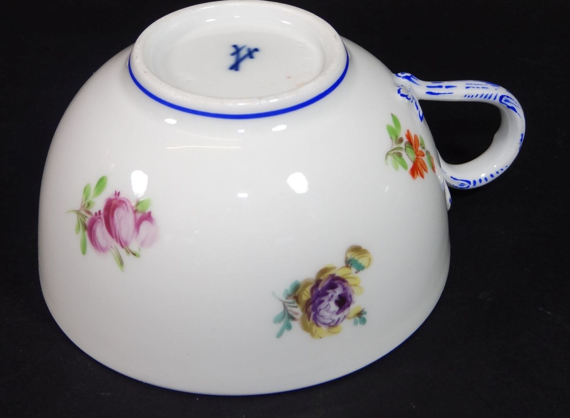einzelne Teetasse, "Meissen" Blumenmalerei, blauer Rand, 1.Wahl - Bild 4 aus 6