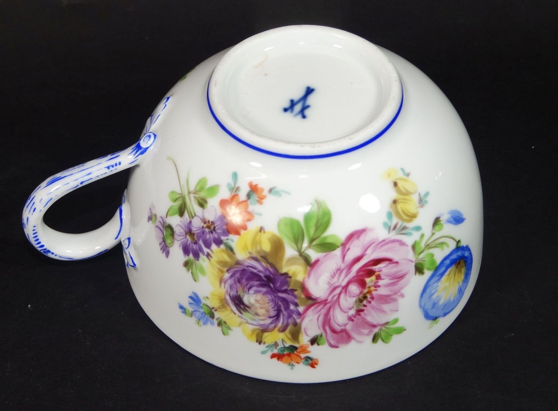 einzelne Teetasse, "Meissen" Blumenmalerei, blauer Rand, 1.Wahl - Bild 3 aus 6