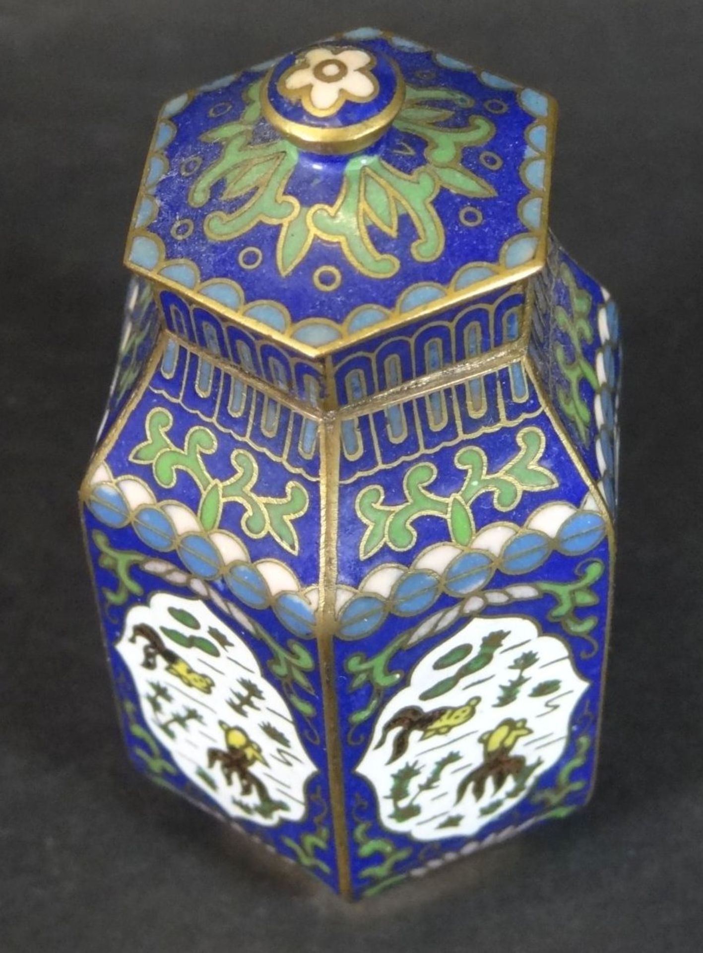 kl. Cloisonne-Dose, China, älter, H-8 c - Bild 2 aus 4