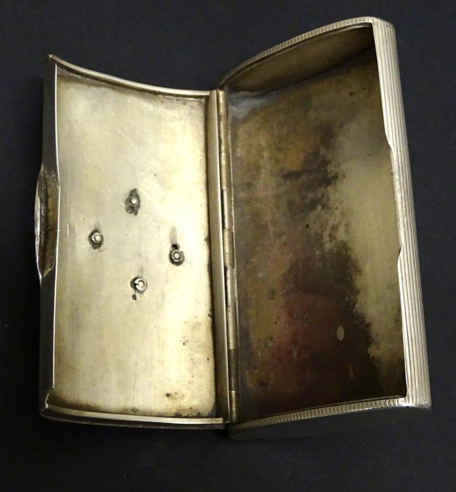 Zigaretten Schachtel,Silber (gepr.),Hiddensee, 104,8gr., 8,5x5,0cm,kl.Dellen vorhanden - Bild 3 aus 4
