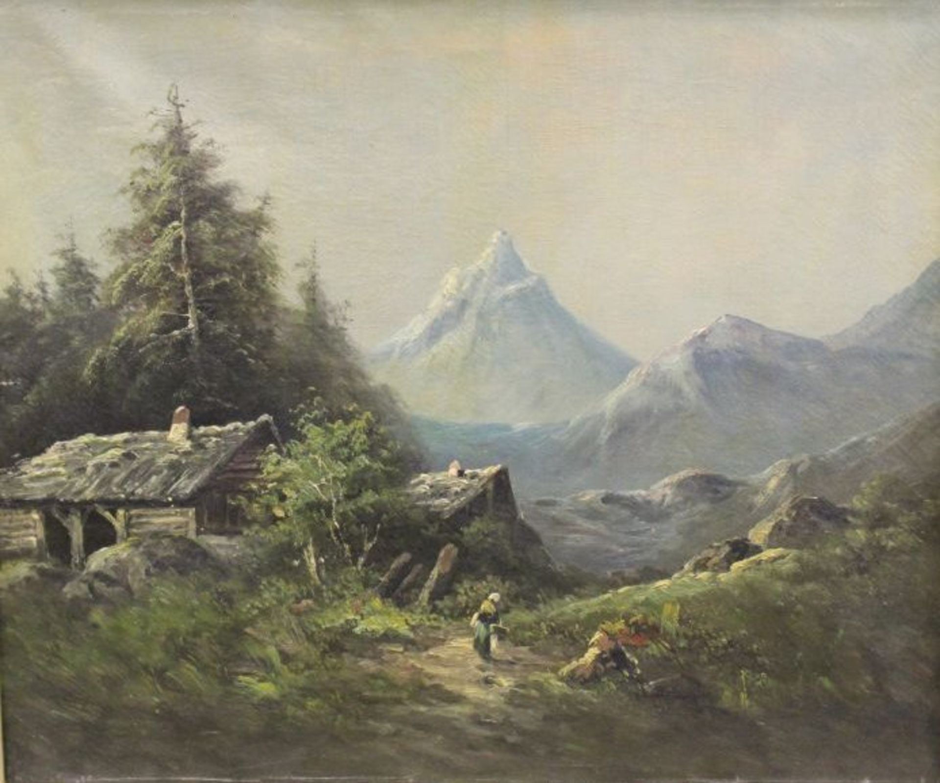 Carl Millner, ( 1825-1895), Hütte in den Alpen, datiert 1880, Signatur und Datierung schwer