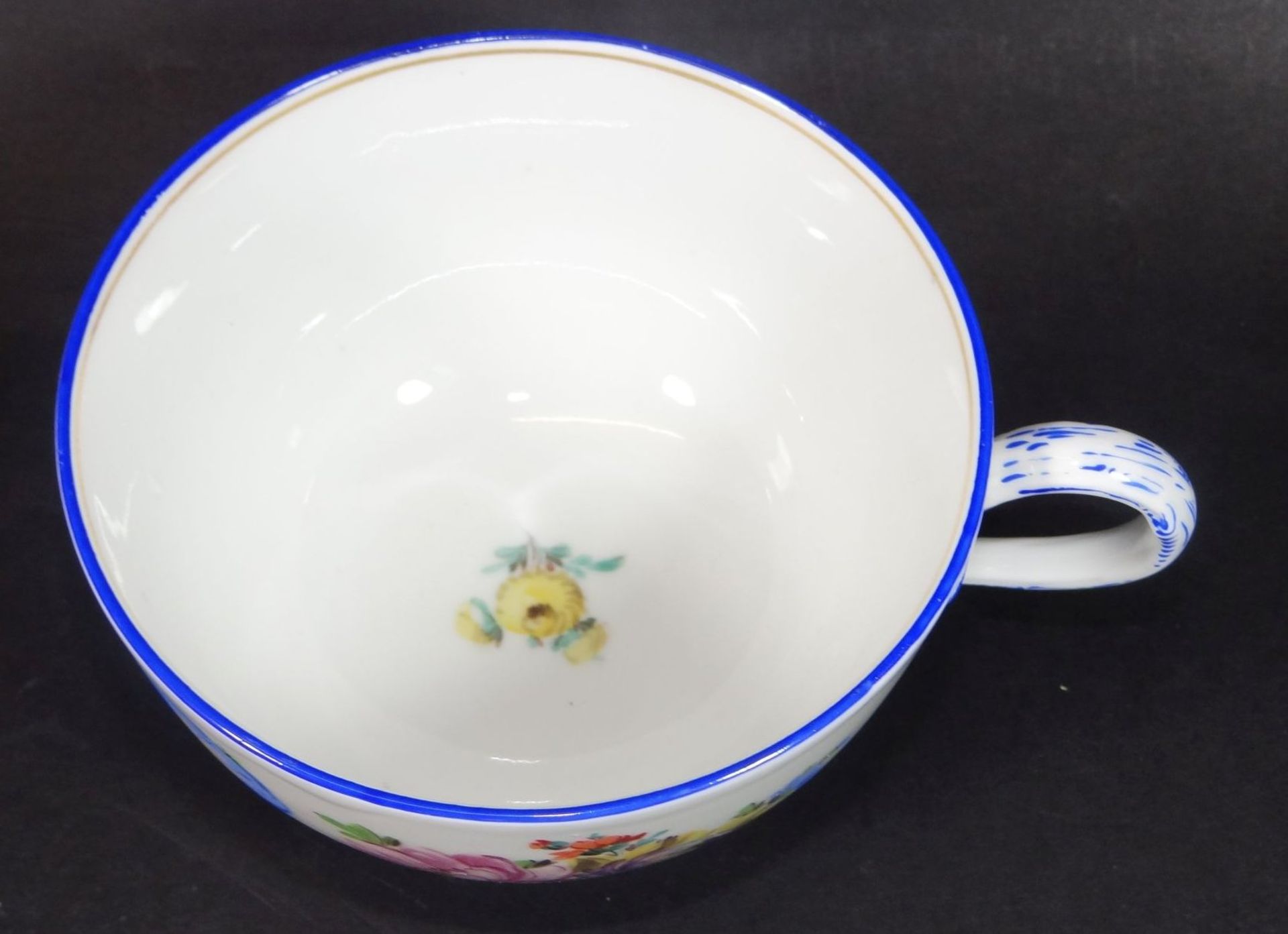 einzelne Teetasse, "Meissen" Blumenmalerei, blauer Rand, 1.Wahl - Bild 2 aus 6