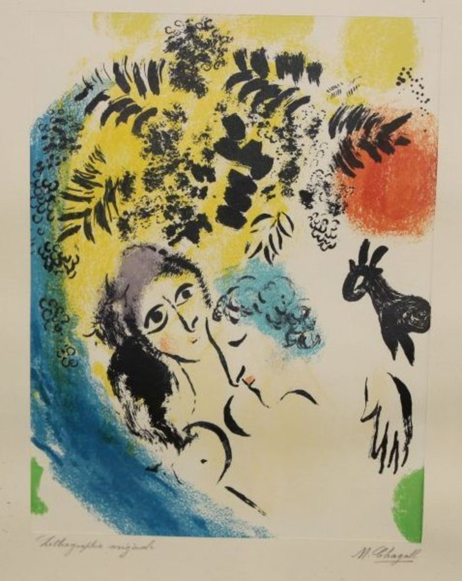 Marc CHAGALL (1887-1985), bezeichnet Lithographie originale, ger./Glas, MG 31 x 23,5cm, RG 55 x