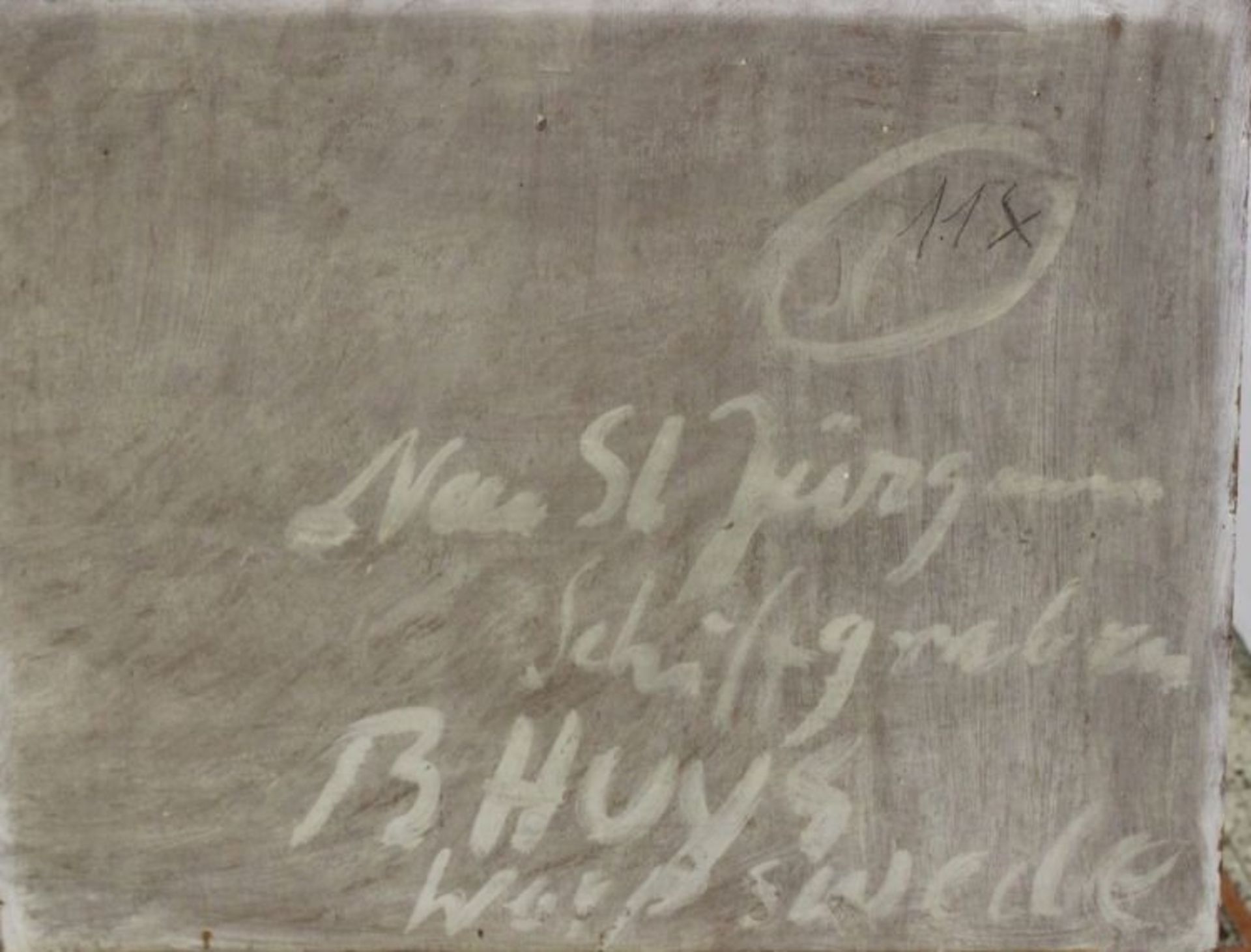 Bernhard HUYS (1896-1973) "Neu St. Jürgen", Öl/Hartfaser, verso betitelt, ungerahmt, leicht - Bild 5 aus 5