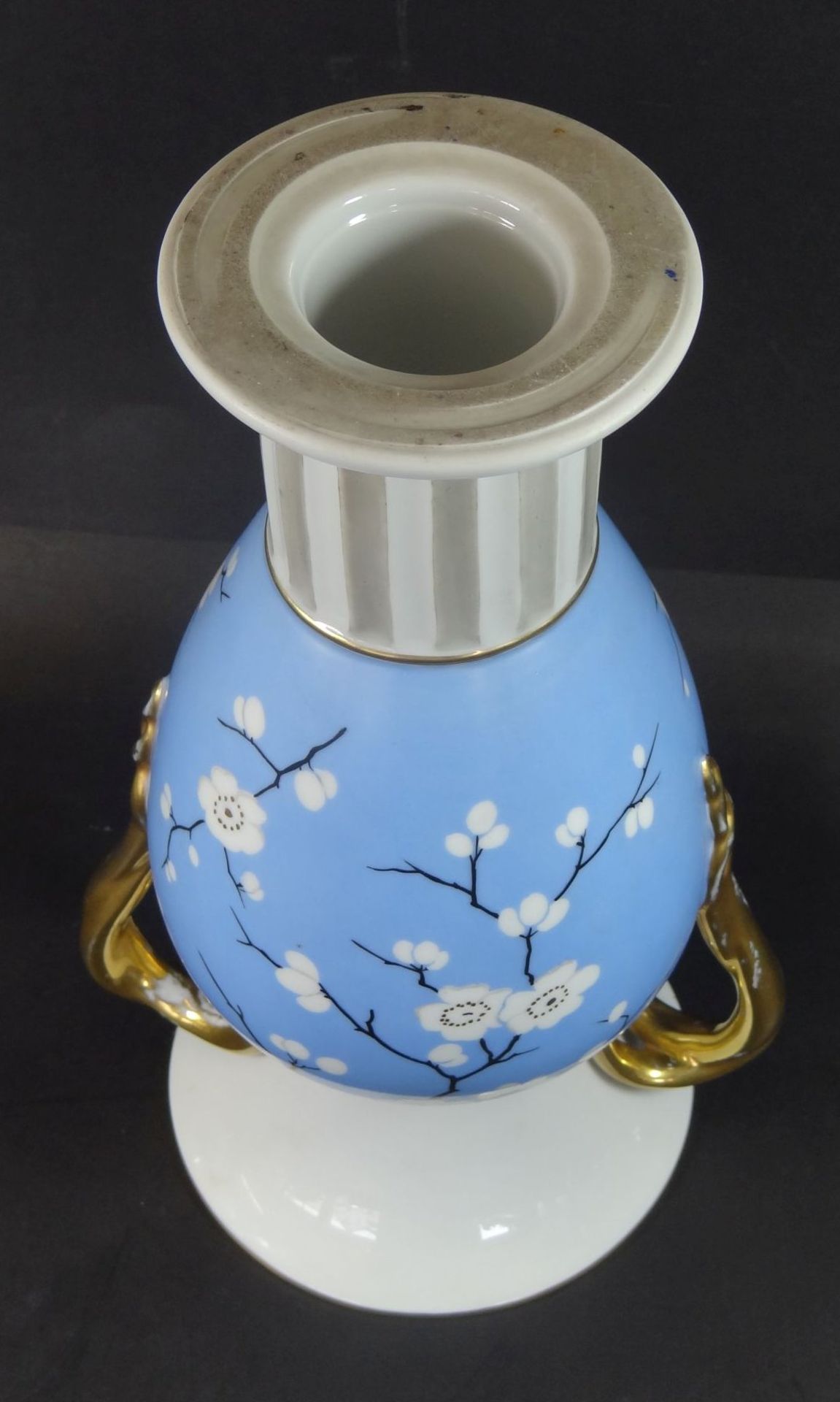 Art Deko-Vase "Fraureuth", Blütenzweige und Goldstaffage, etwas berieben, H-29 c - Bild 5 aus 6
