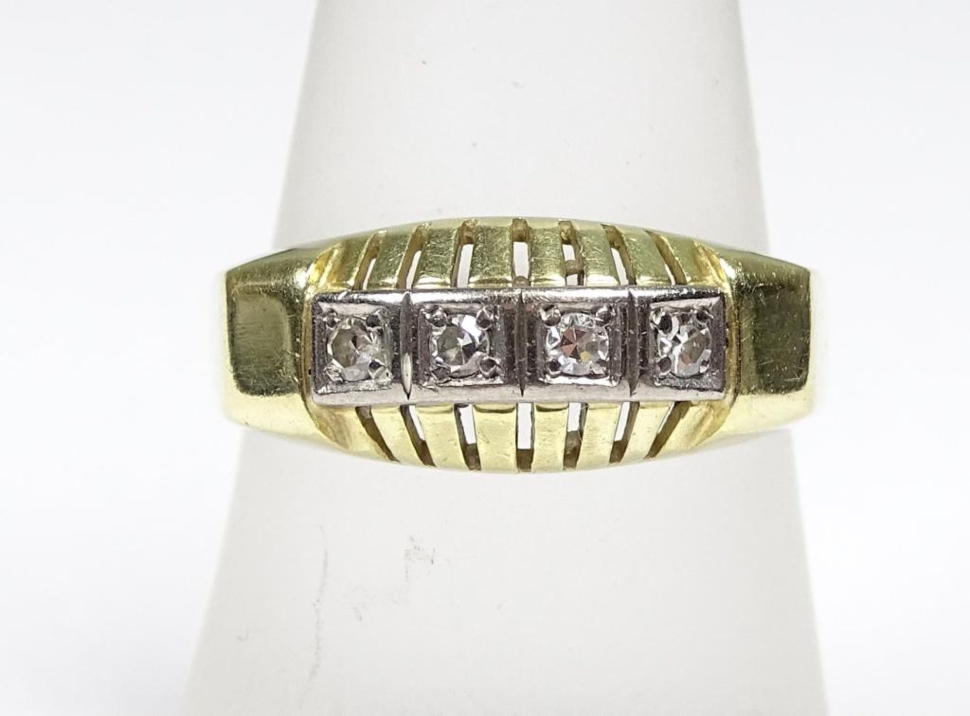 Diamant-Ring GG 585/000 mit 4 Diamanten, zus. 0,08 ct W/VS, RG 55, 4,1 g