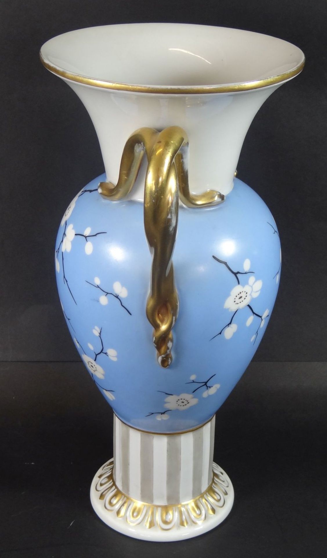 Art Deko-Vase "Fraureuth", Blütenzweige und Goldstaffage, etwas berieben, H-29 c - Bild 2 aus 6