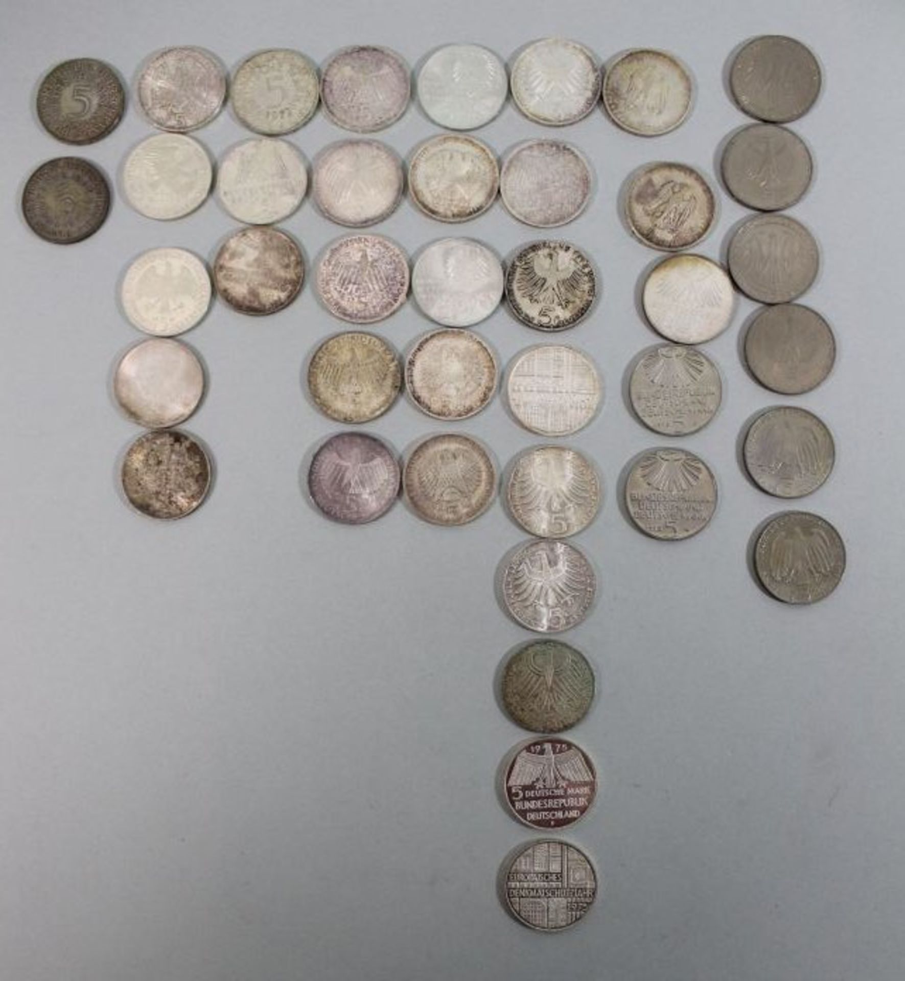 5 D-Mark Münzen zus. 200 DM, ab 1956.
