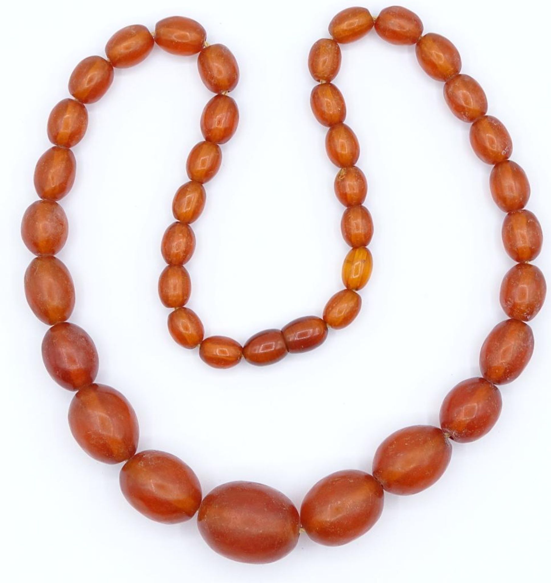 Olivenförmige Bernstein Halskette ,L- 48cm, 30,3gr