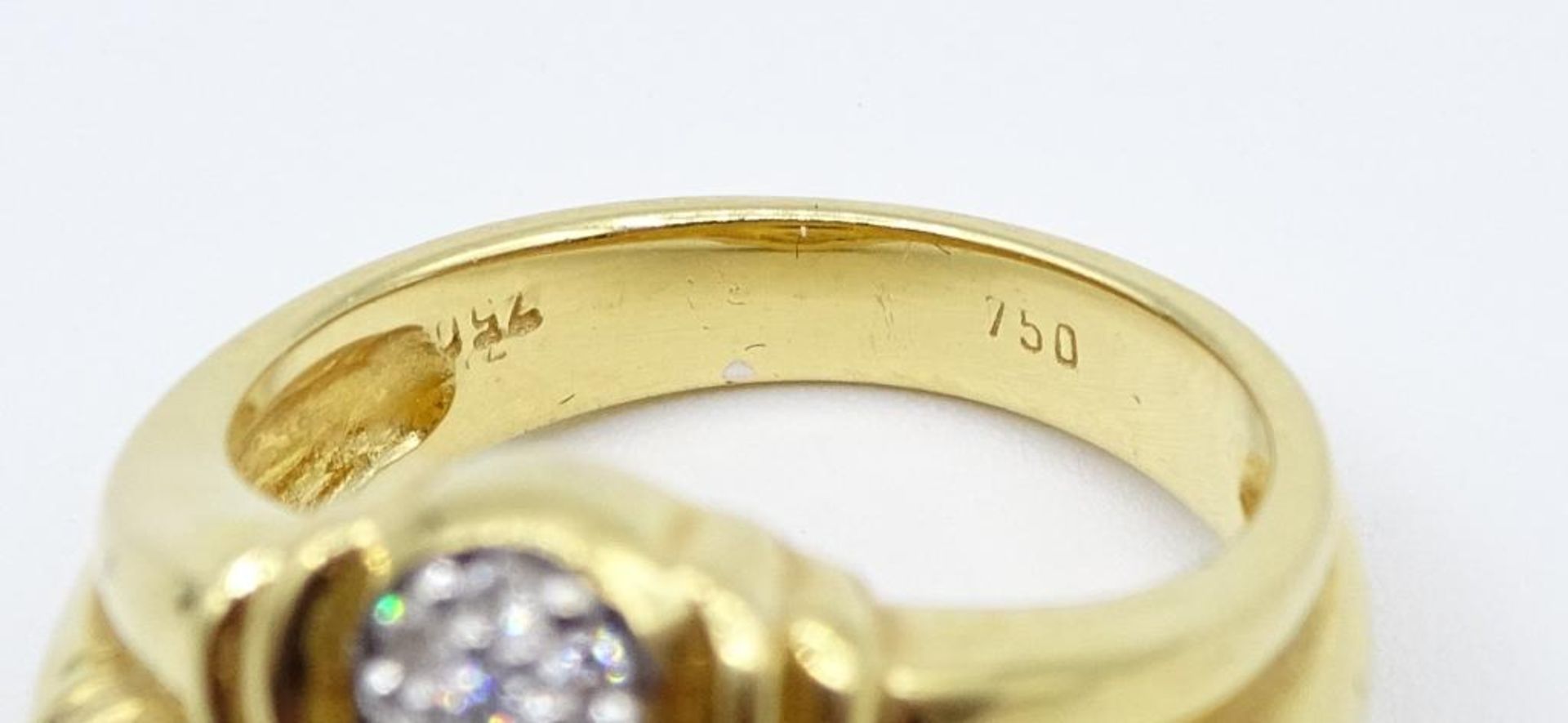 Schwerer 750er GG Ring mit 28 Diamanten und wohl Rubellit?,11,90gr., RG 51 - Bild 5 aus 5