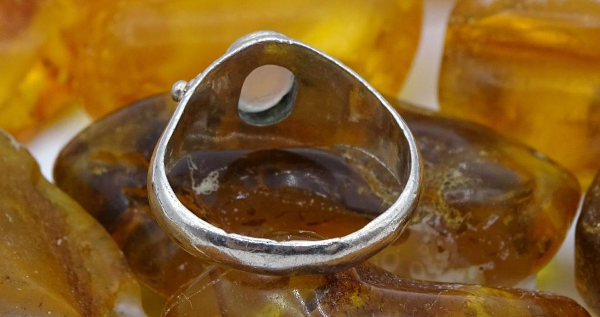 925er Silber Ring mit einem Mondstein Cabochon, 3,54gr., RG 54,Ringschiene etwas gedellt - Bild 4 aus 4