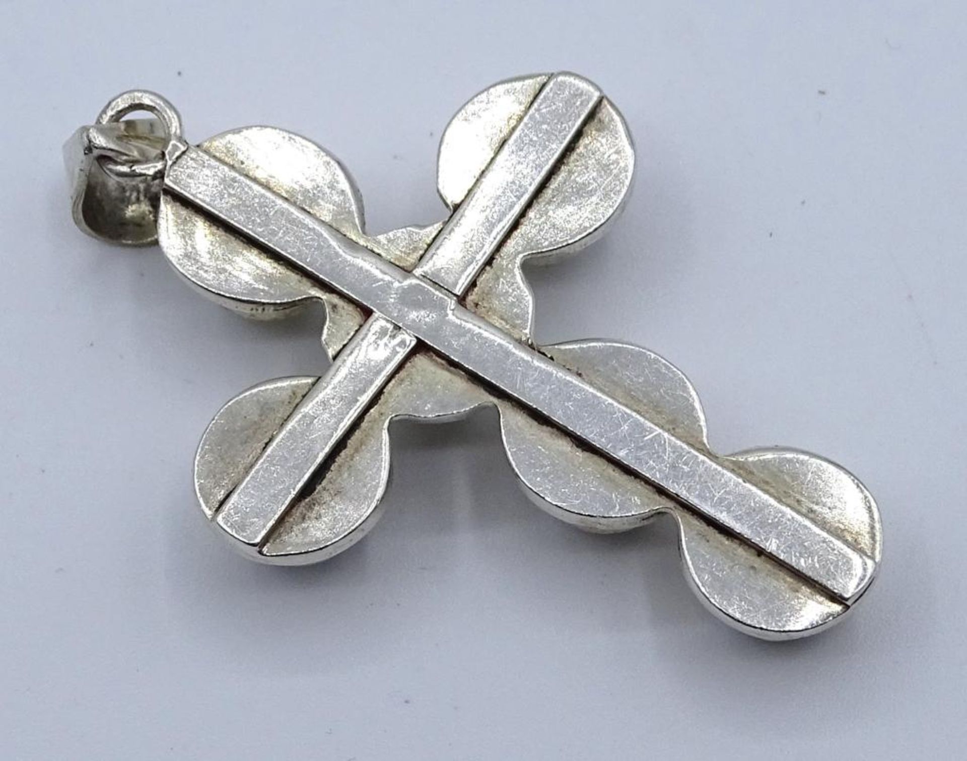 Kreuz Anhänger,925er Silberfassung,Perlen Besatz,4,5x2,7cm, 7,10gr - Bild 2 aus 2