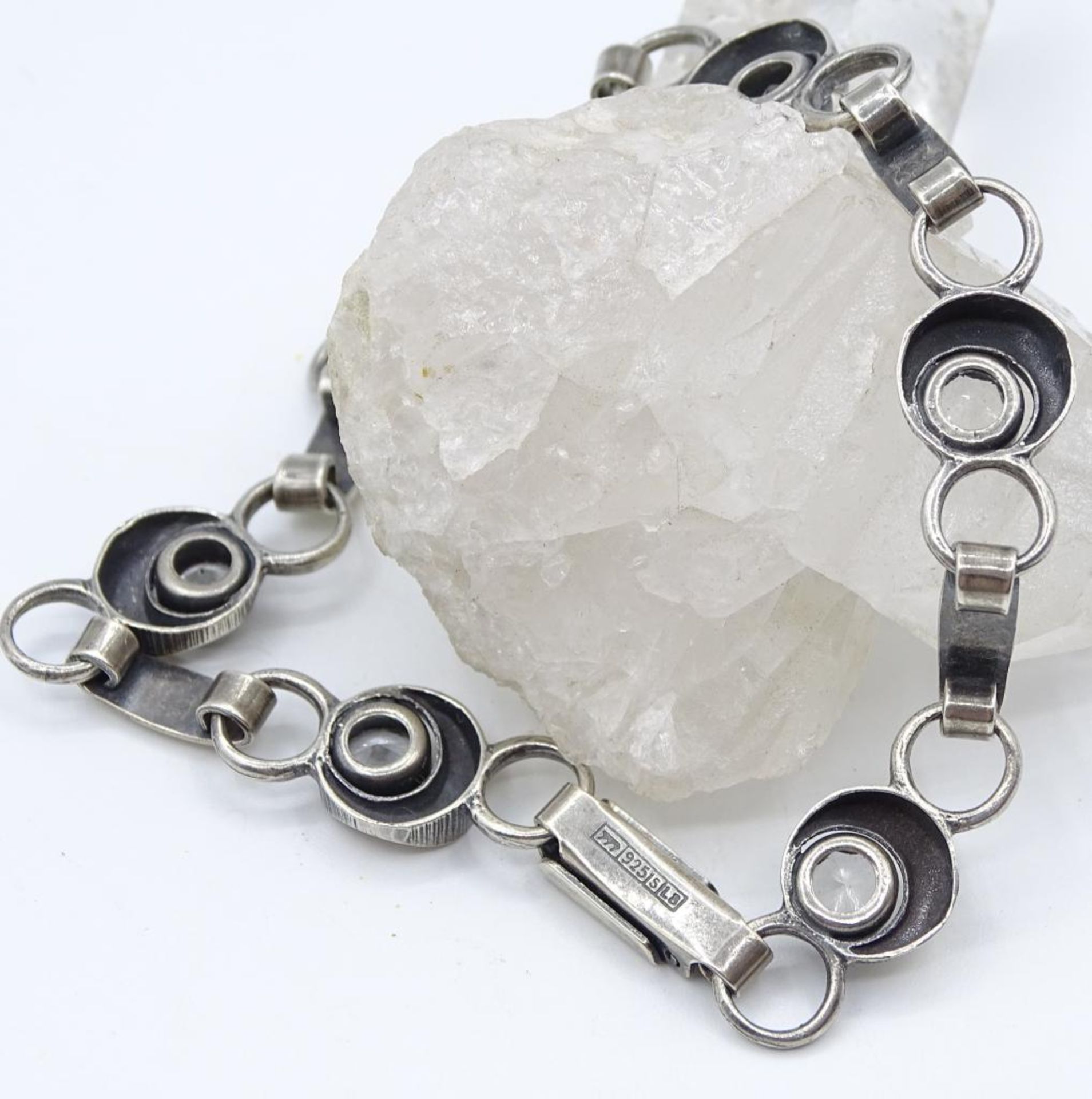 925er Silber Armband mit Bergkristallen,L- 18,5cm, 11,3gr., - Bild 4 aus 5