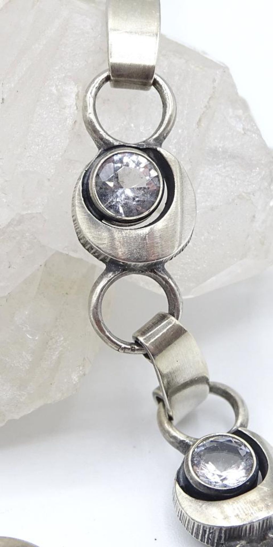 925er Silber Armband mit Bergkristallen,L- 18,5cm, 11,3gr., - Bild 3 aus 5