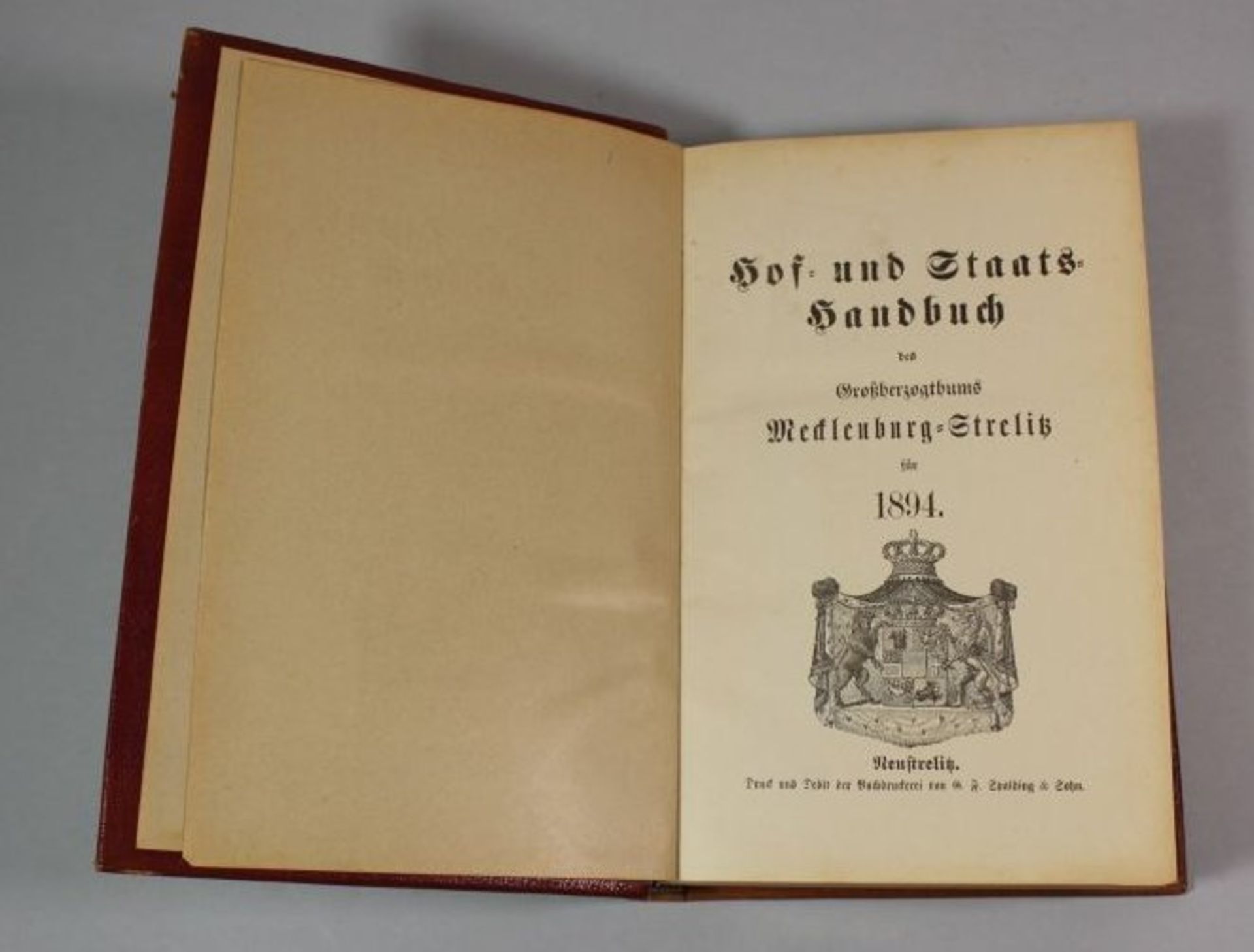 Hof-und Staats-Handbuch des Großherzogthums Mecklenburg-Strelitz für 1894, guter Zustand - Bild 2 aus 4