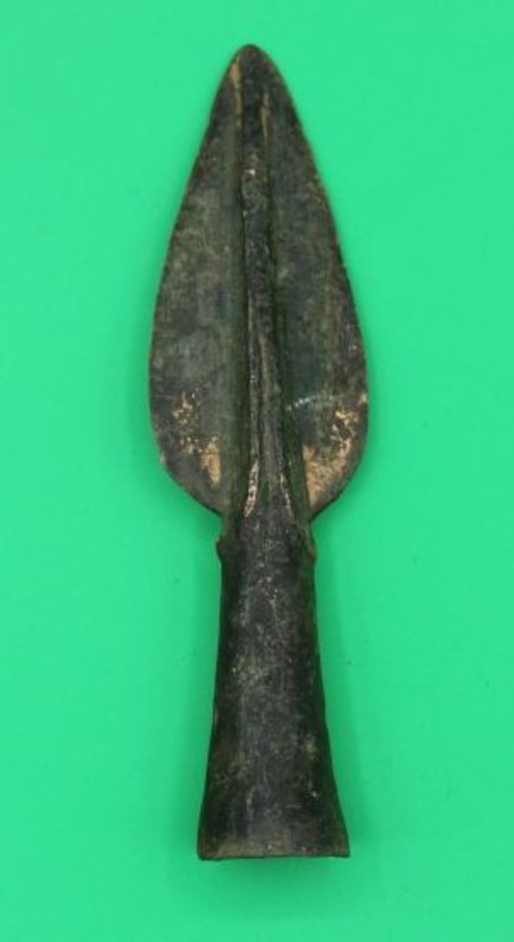 Ausgrabung, Speerspitze, Bronze, keltisch, lt. Einlieferer ca. 700-400 v. Chr., L-11,5cm.