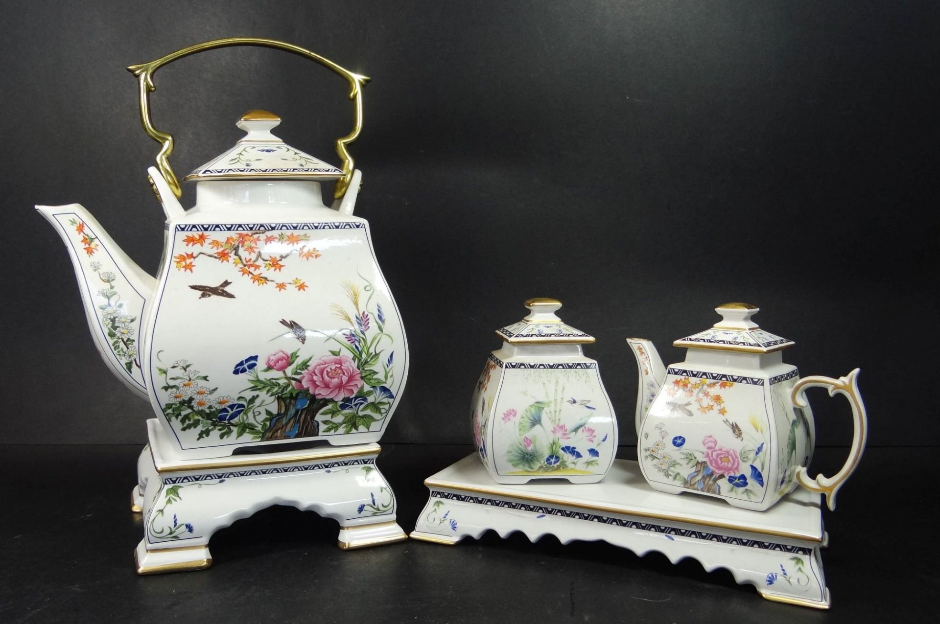 Teeset von Franklin Mint, H-Kanne mit Griff 28 cm