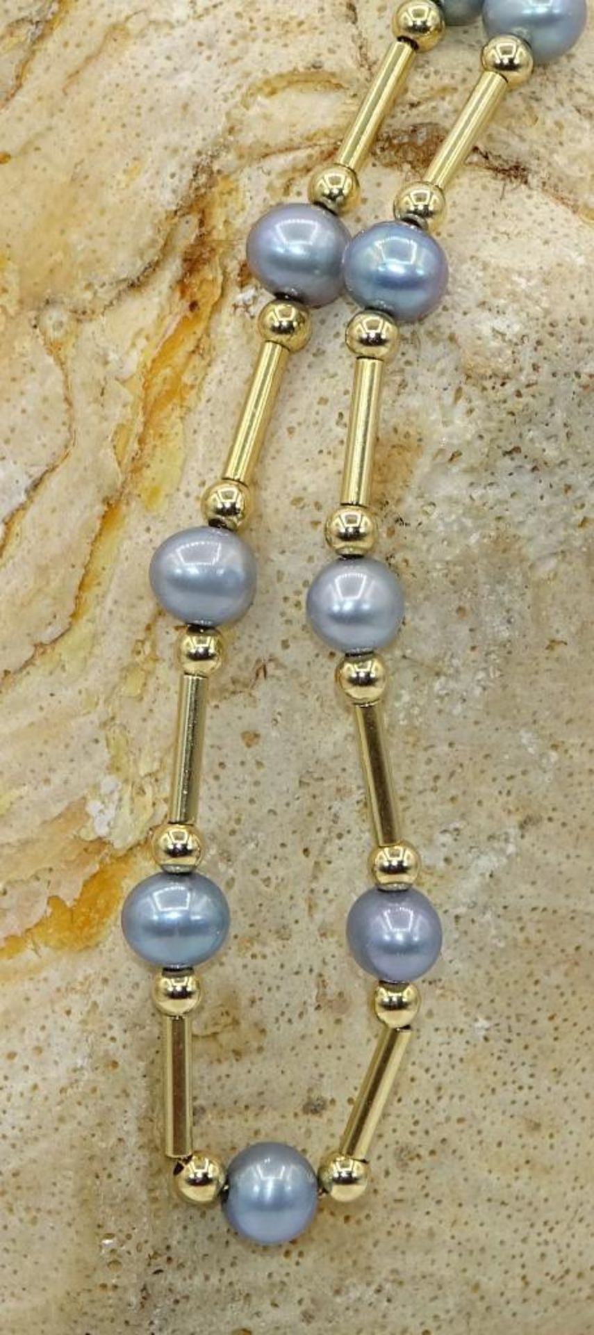 585er GG Halskette mit Perlen,ca.L- 55cm, 7,50gr. - Bild 2 aus 4