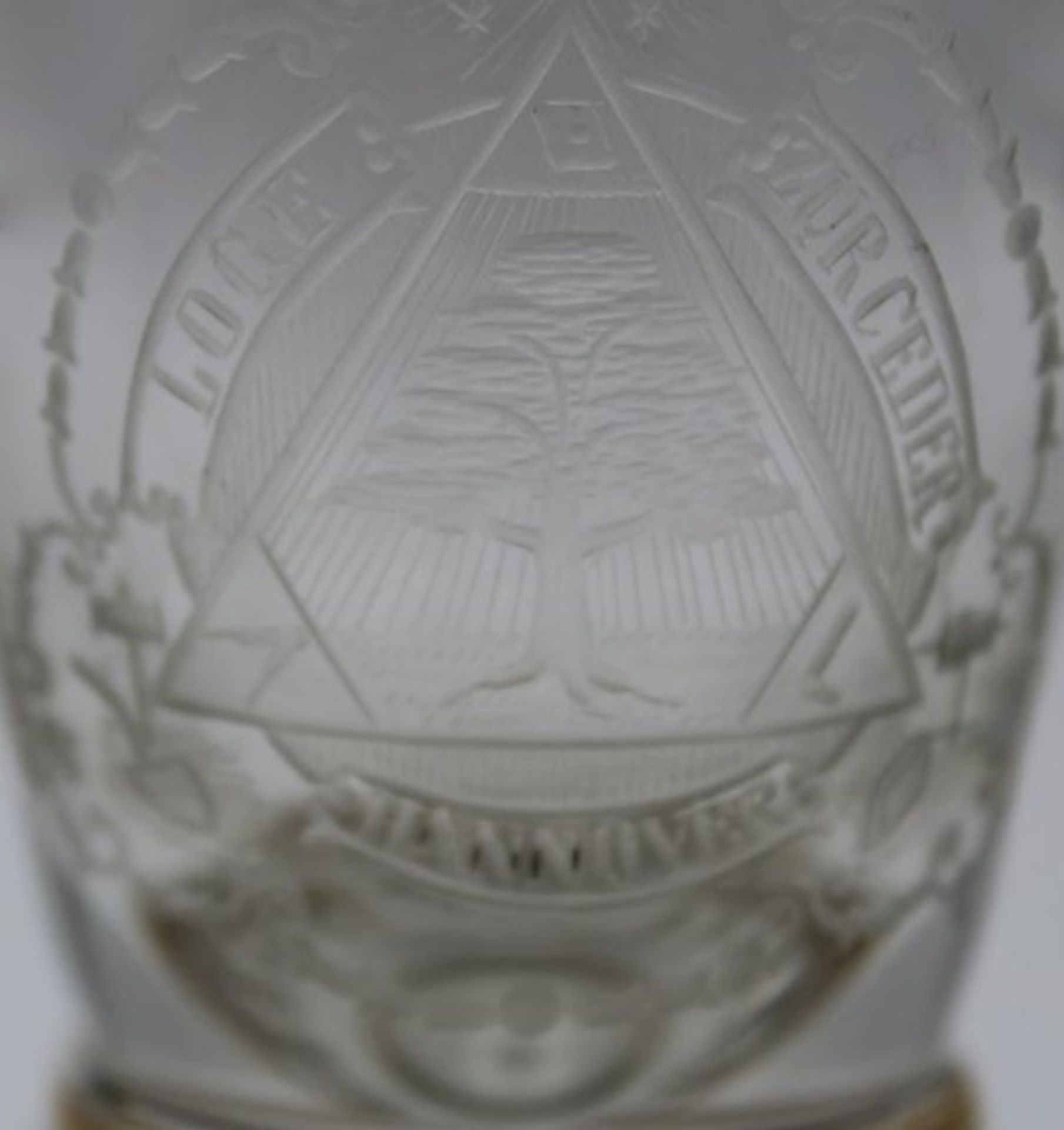 Logenglas der Freimaurer um 1921, guter Zustand, div. Gravuren, H-12,5cm. - Bild 3 aus 7