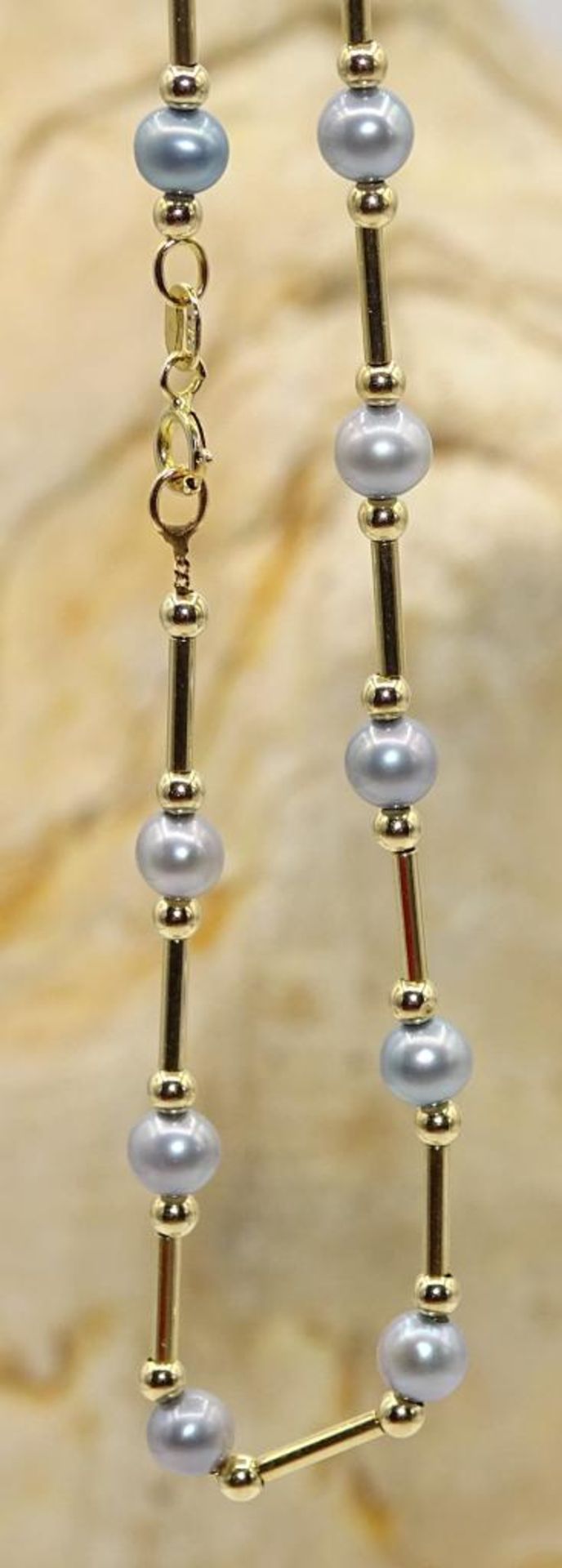 585er GG Halskette mit Perlen,ca.L- 55cm, 7,50gr. - Bild 4 aus 4