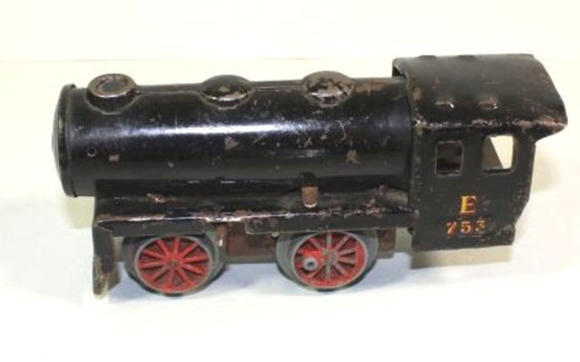 Uhrwerk-Lokomotive, Spur 0, älter, Werk läuft, Alters-u. Gebrauchsspuren, H-7cm L-15cm