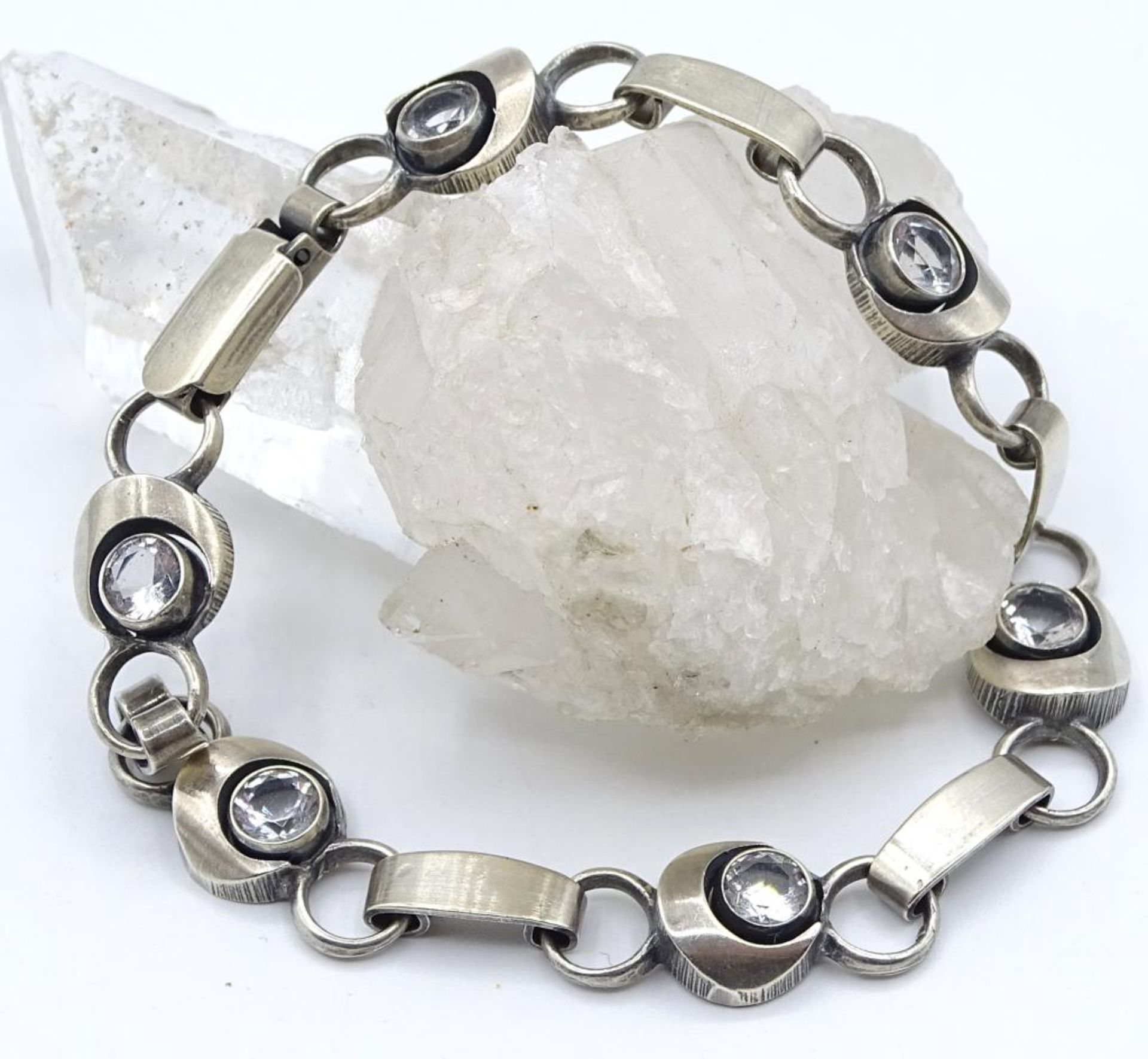 925er Silber Armband mit Bergkristallen,L- 18,5cm, 11,3gr.,