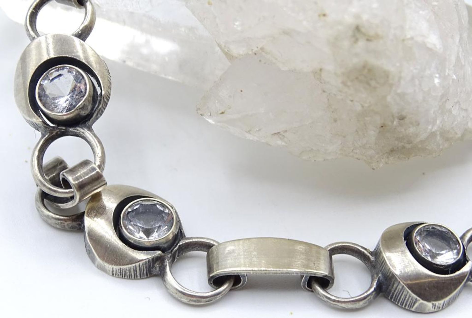 925er Silber Armband mit Bergkristallen,L- 18,5cm, 11,3gr., - Bild 2 aus 5