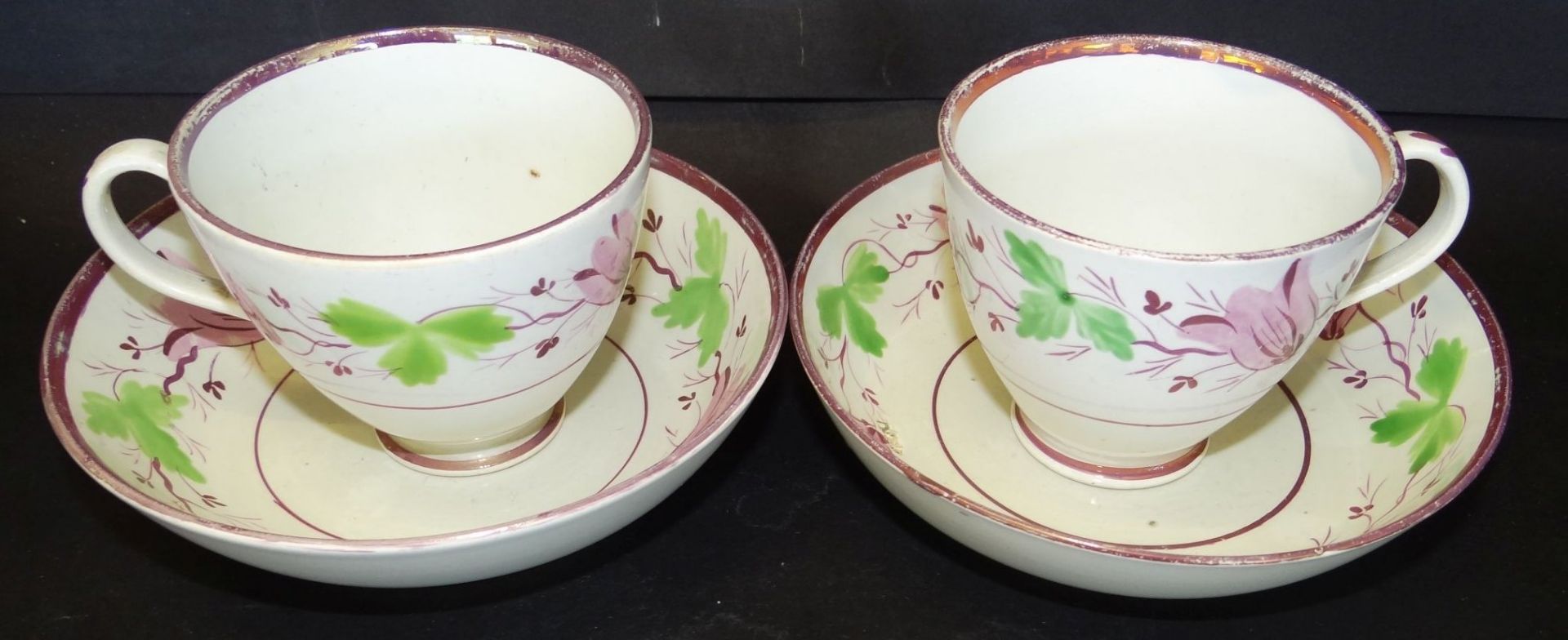 2 Biedermeier Tasse nmit U.T., Blumenmalerei, Alters-u. Gebrauchsspuren - Bild 2 aus 4