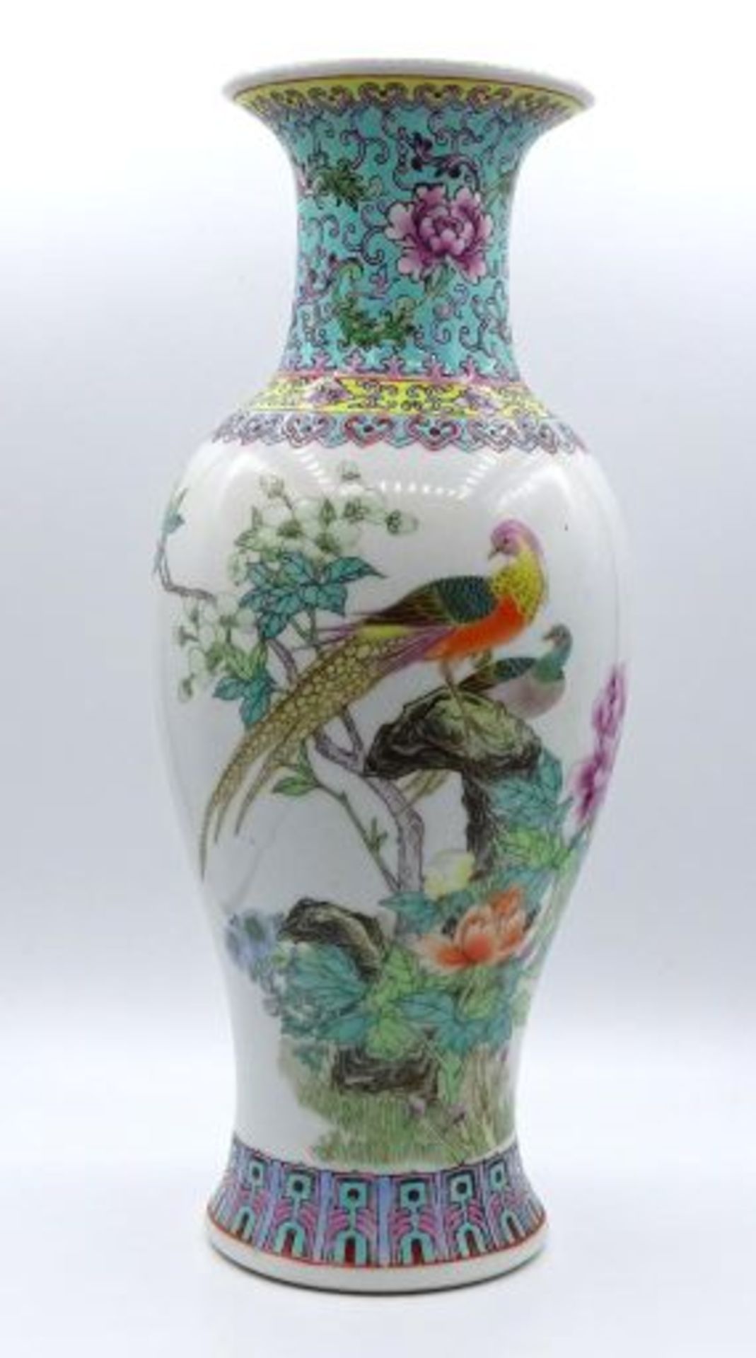 hohe China Vase, rote Marke, H-31 cm