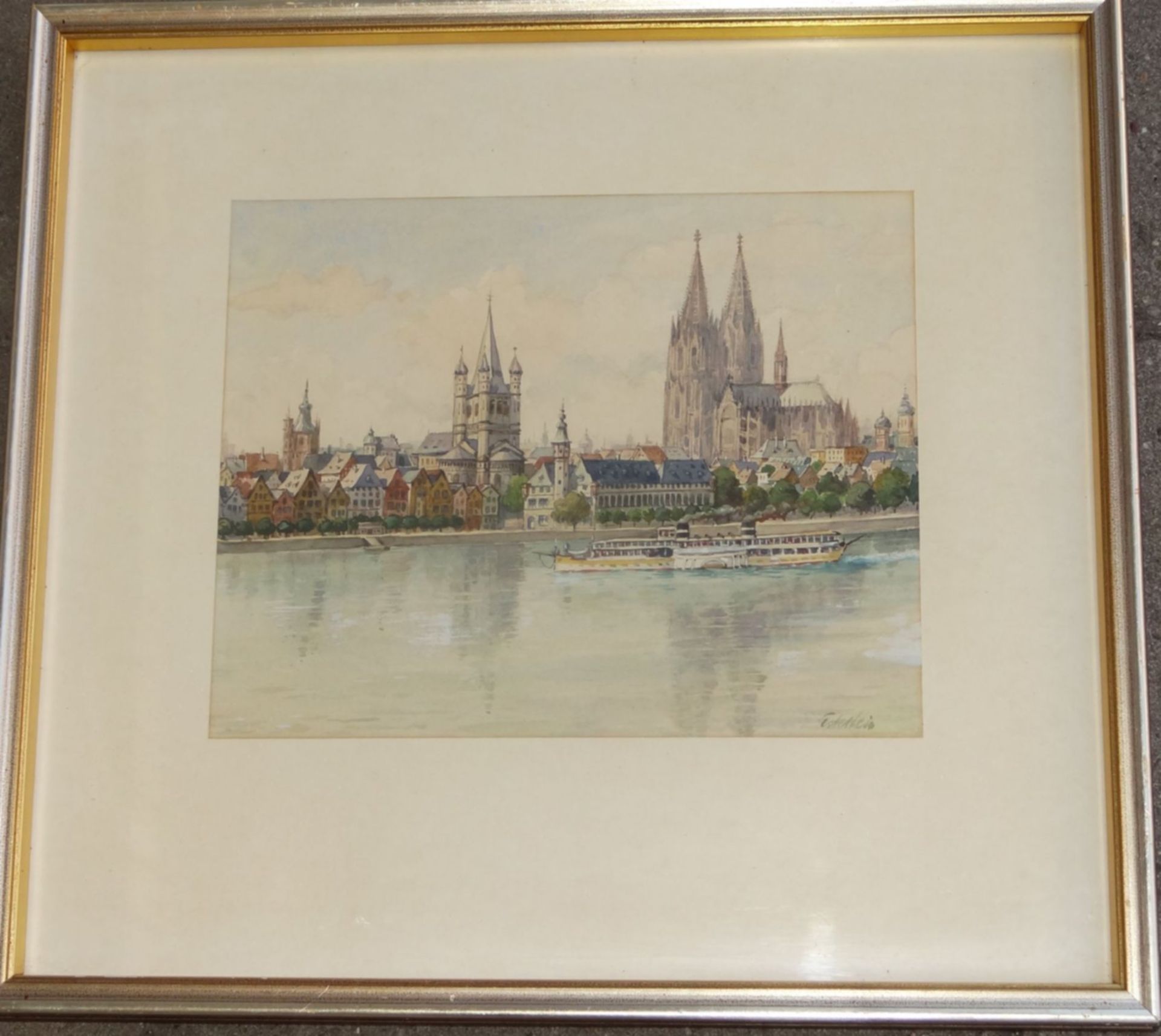 Fritz ECKSTEIN (1888-1953) "Stadt am Fluss" Aquarell, ger/Glas, RG 44x47 cm