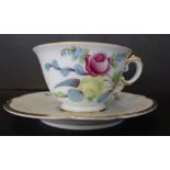 *gr. Tasse mit U.T. Rosenthal" handbemalt und signiert, um 1930, gut erhalten