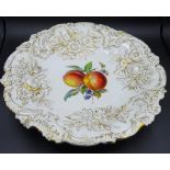 *Schale "Meissen" Goldstaffage und Obstdekor, 19.Jhd., D-31 cm, H-5,5 cm minim. Abplatzer