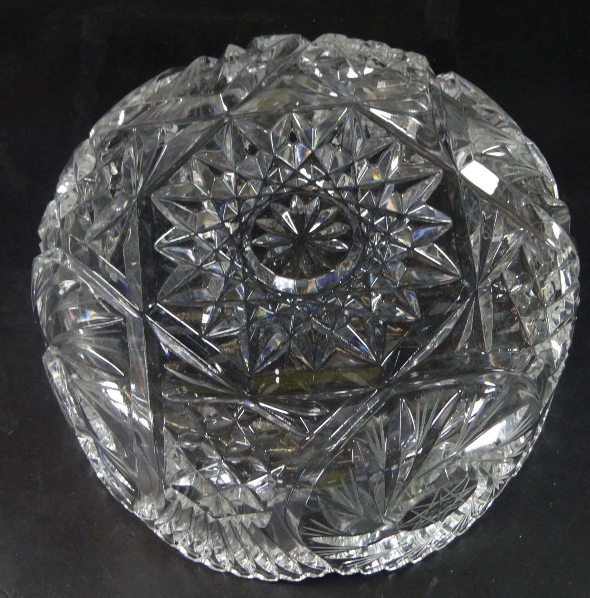 gr. Kristallschale, Schleuderstern, Zackenrand, H-9 cm, D-20 cm - Bild 3 aus 4