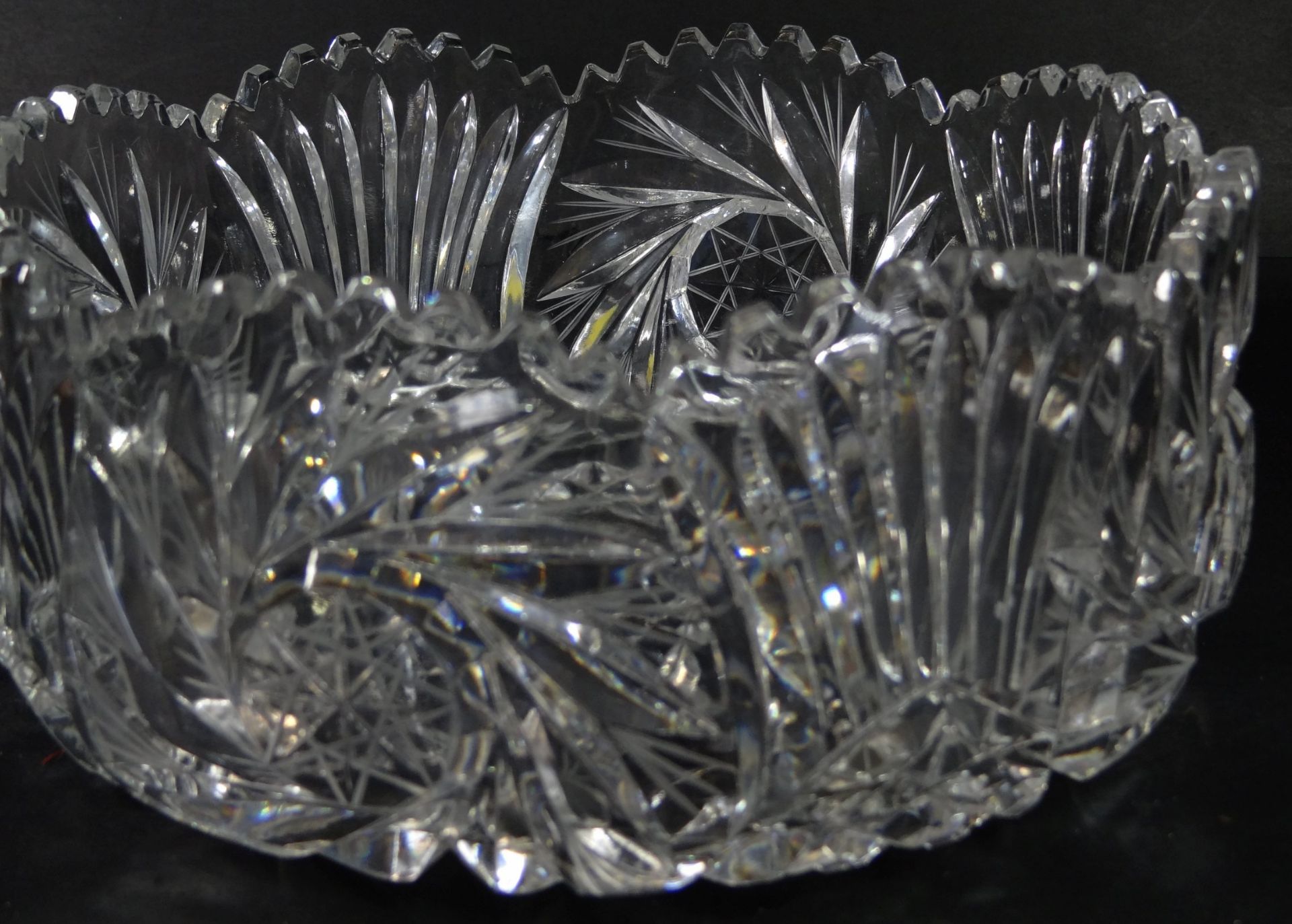 gr. Kristallschale, Schleuderstern, Zackenrand, H-9 cm, D-20 cm - Bild 4 aus 4