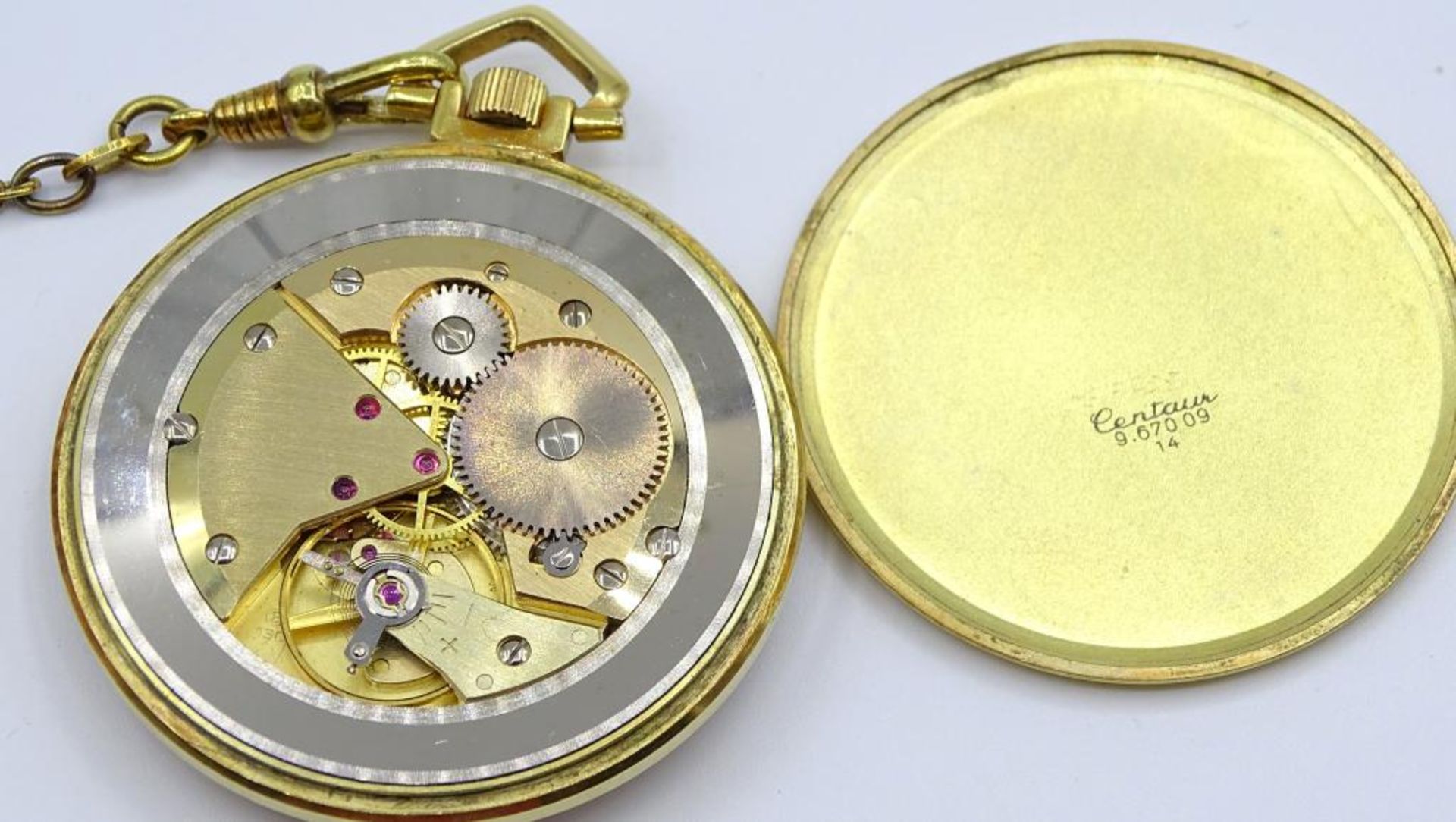 * Frackuhr "Bifora",vergoldet, an Uhrenkette,mechanisch,Werk läuft,d-41,7c - Bild 4 aus 4