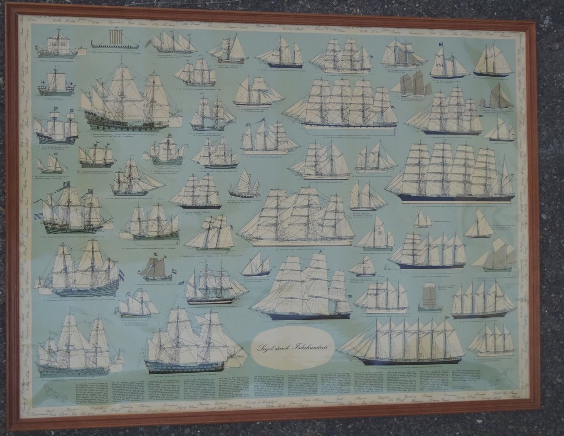 Tafelbild "Segelschiffe", Papier gerahmt, RG 80x100 cm