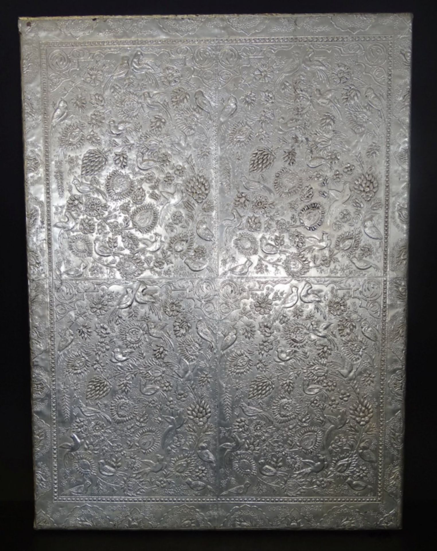 Wandspiegel, geprägtes Silber mit emaillierten Feldern, diese arabisch beschriftet, leichte - Bild 6 aus 10