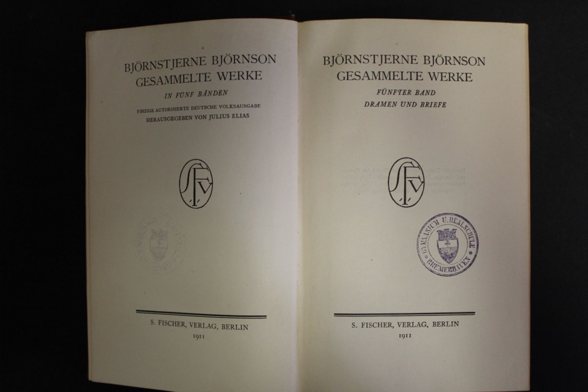 5 Bände Björnstjerne Björnson, Gesammelte Werke, 1911, Band 1-5, Alters-u. Gebrauchsspu - Image 9 of 9