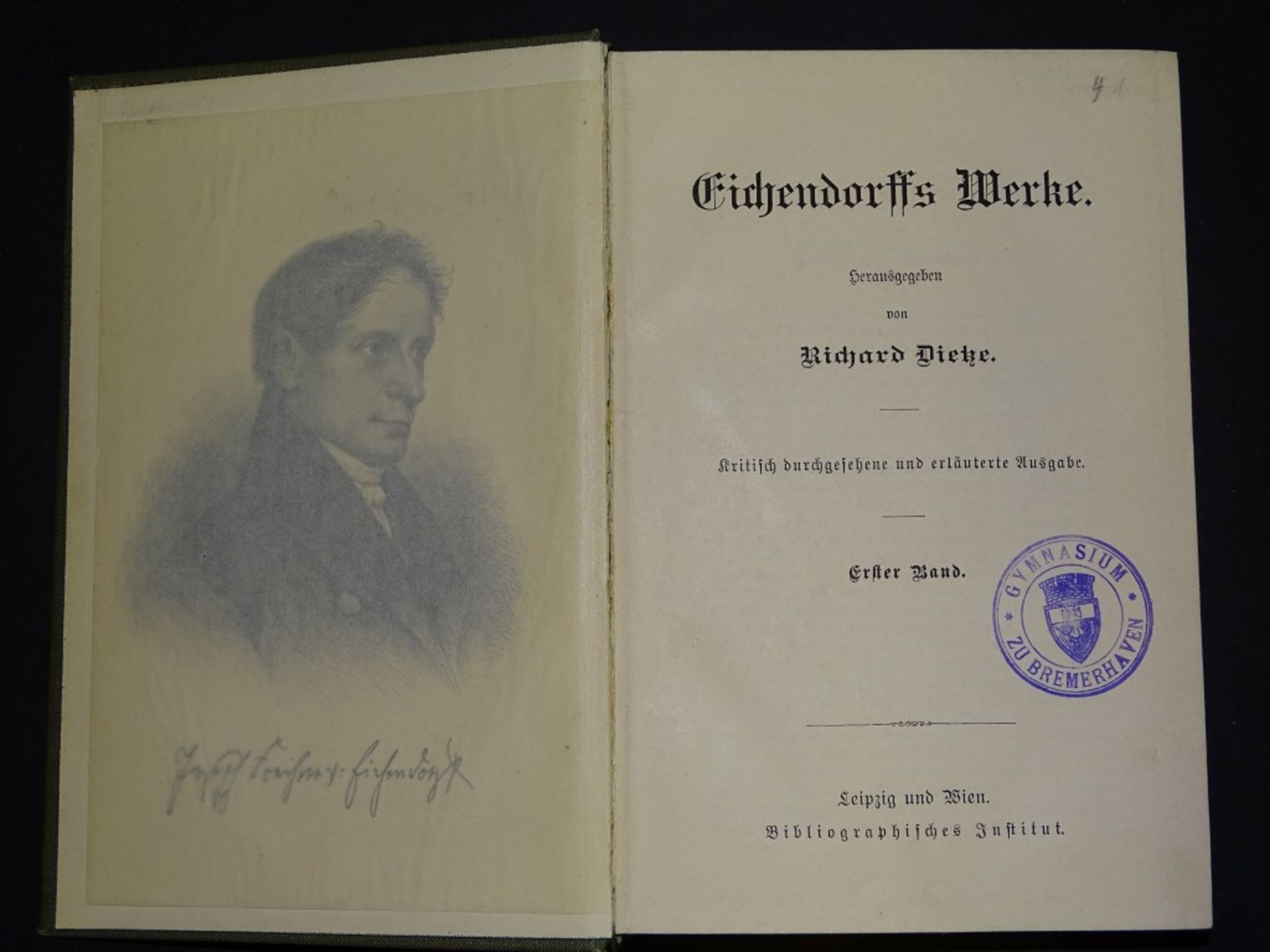 Eichendorffs Werke, Band 1 und 2, von Richard Dietze, Alters-u. Gebrauchsspuren - Image 4 of 5