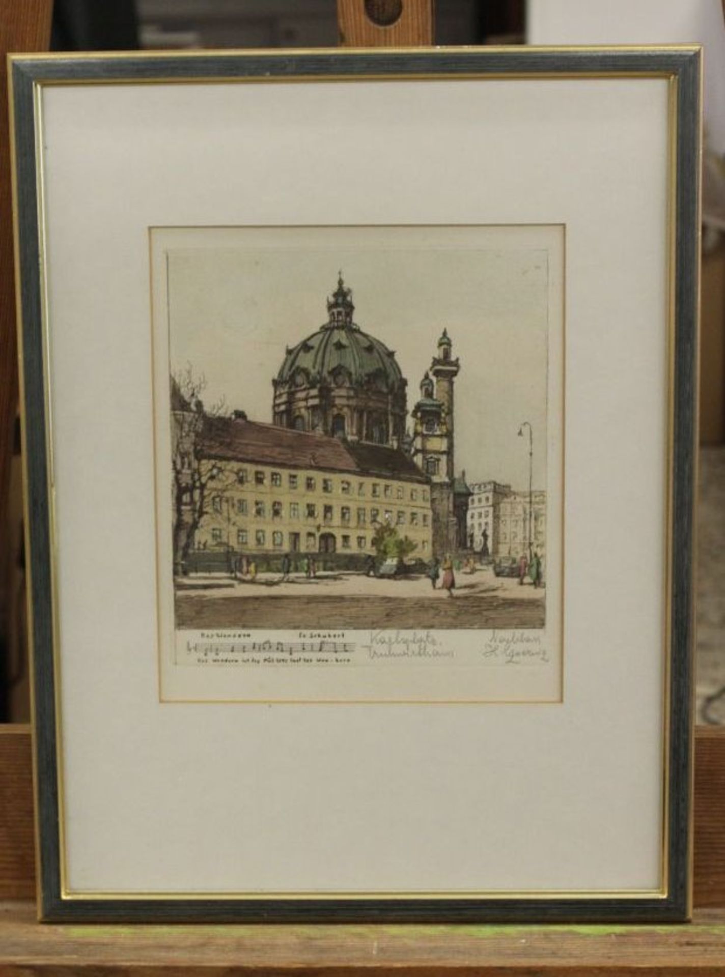 Radierung "Karlsplatz, Wien", beschriftet Nachlass H.Goering, gut gerahmt/Glas, RG 42 x 62cm. - Image 2 of 2