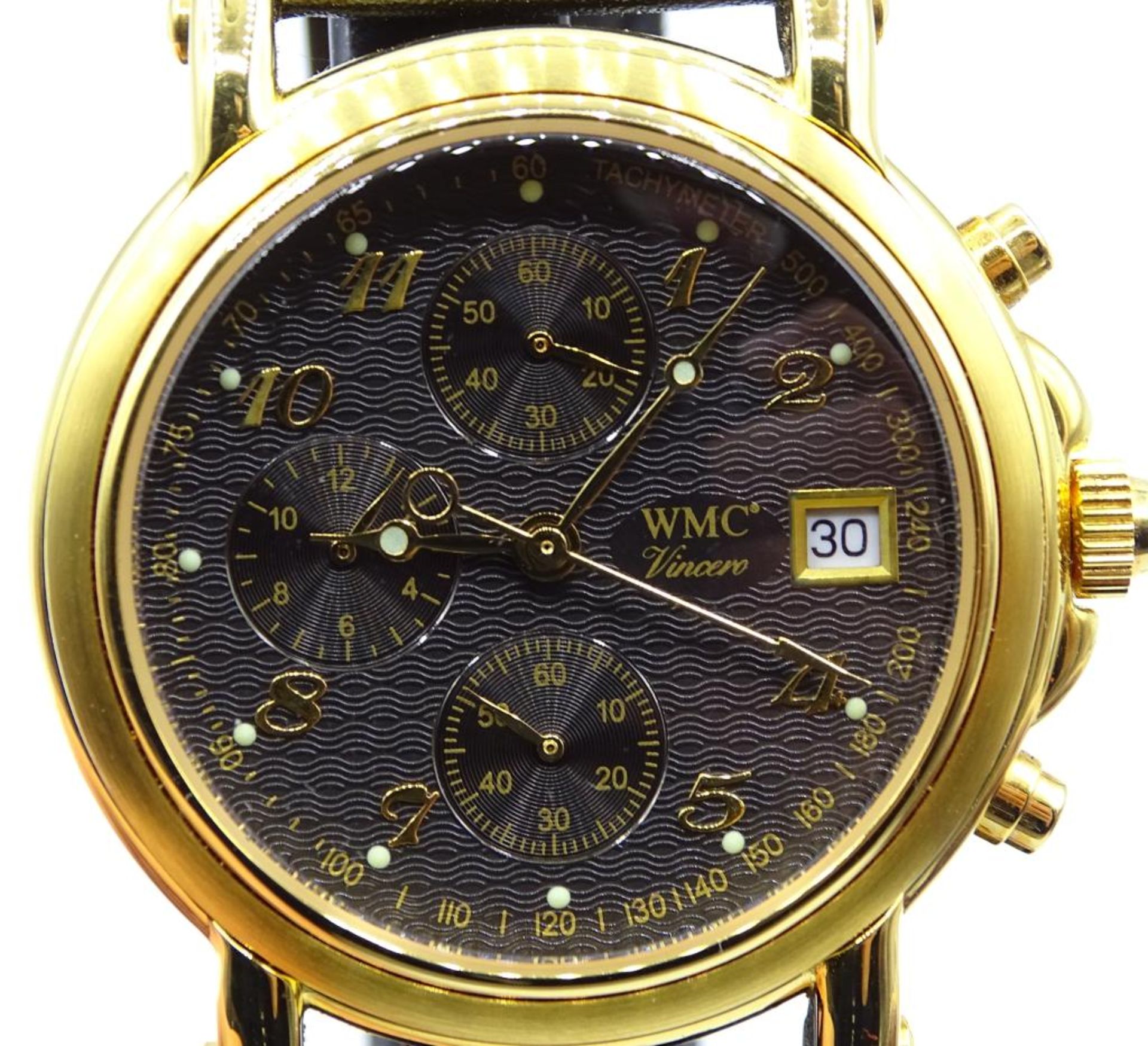 HAU "WMC" Herrenchronograph-Vincero,Quartz,läuft derzeit,vergoldet,guter Zustand,d-3,55c - Bild 3 aus 6